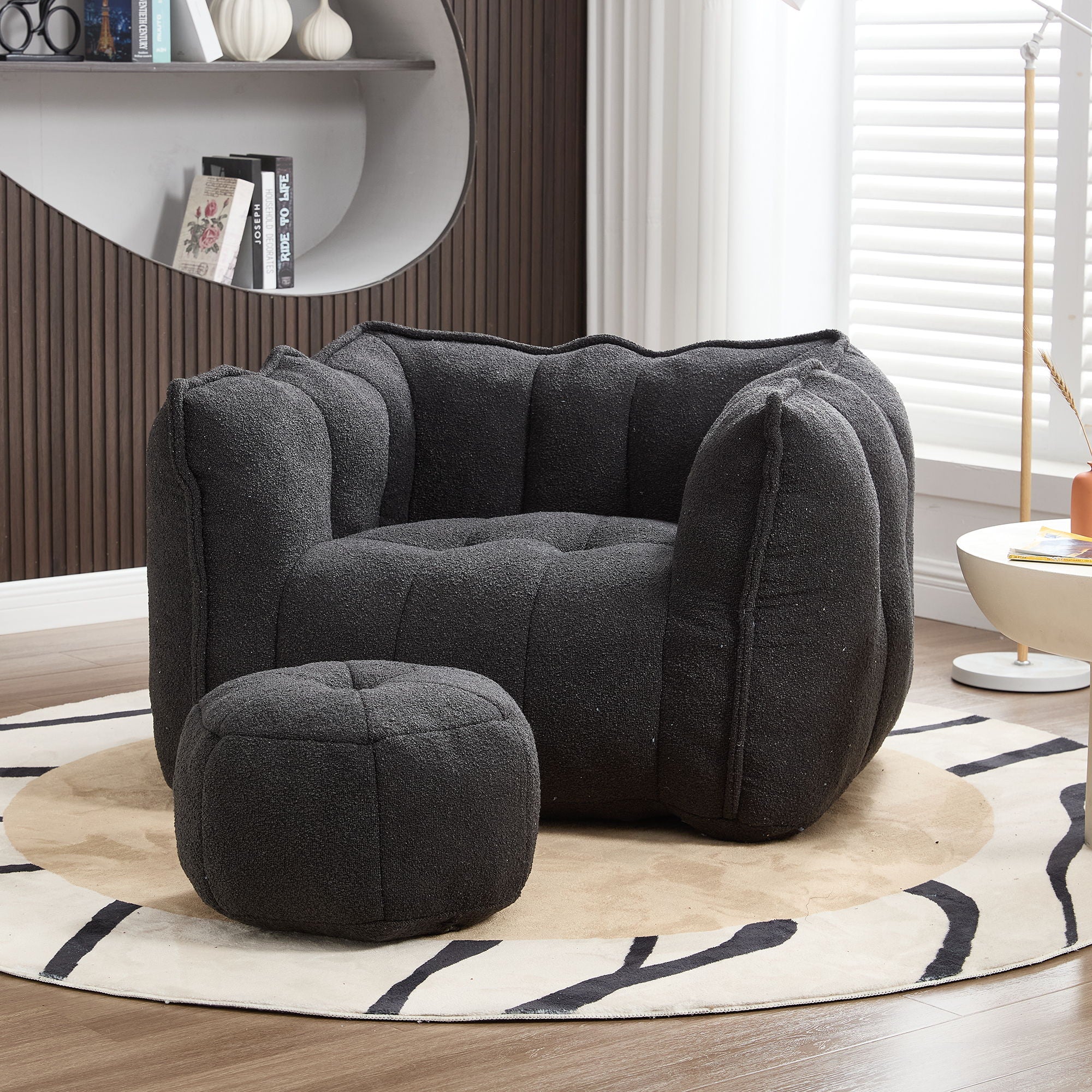 Soft Chenille Bean Bag Chair With High Resilient Foam