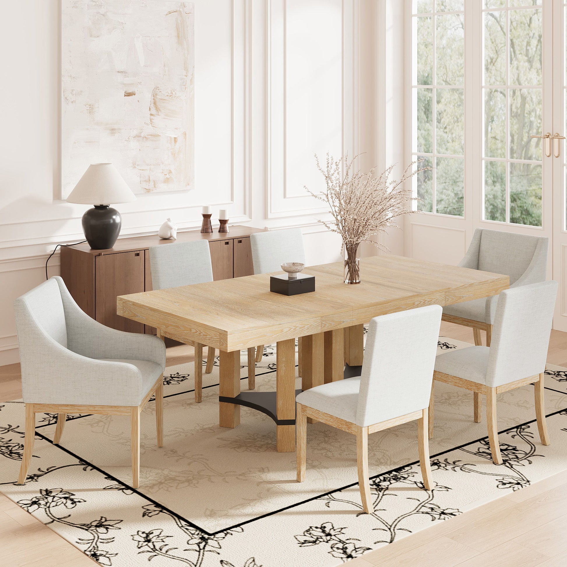 Topmax - 7 Piece Rustic Extendable Dining Table Set With Removable Leaf, 2 Arm Chairs And 4 Armless Chairs - Best Buy Furniture