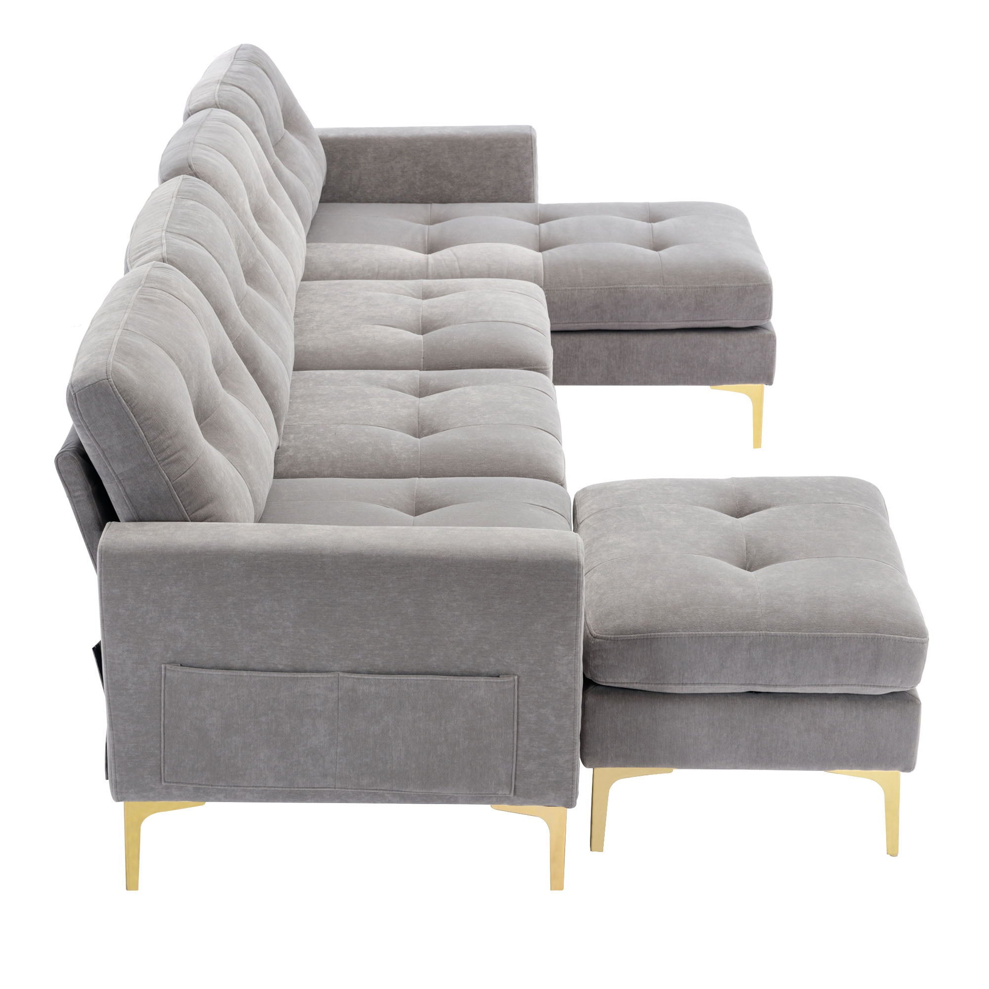 Modern L - Shape Convertible Sectional Sofa With Movable Ottoman - Best Buy Furniture
