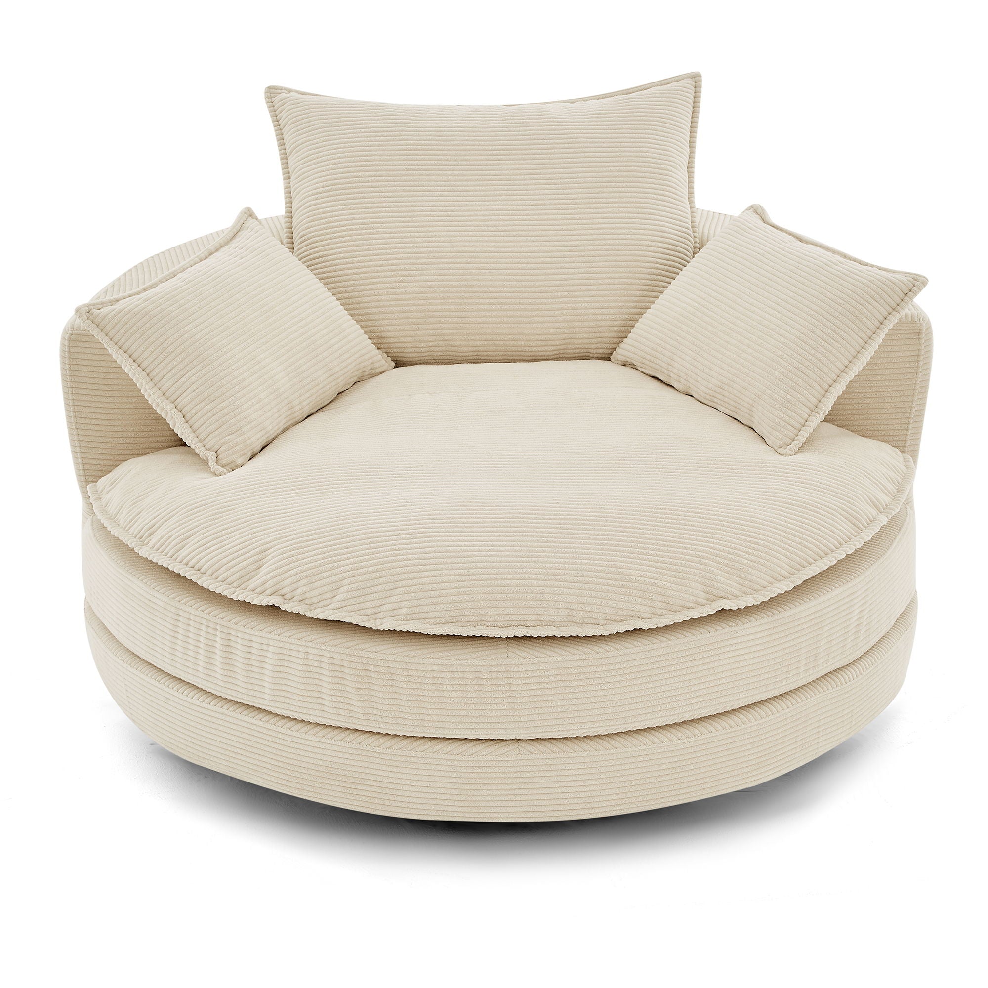 360° Swivel Accent Barrel Chair With Dual Layer Cushion And 3 Removable Pillows - Best Buy Furniture