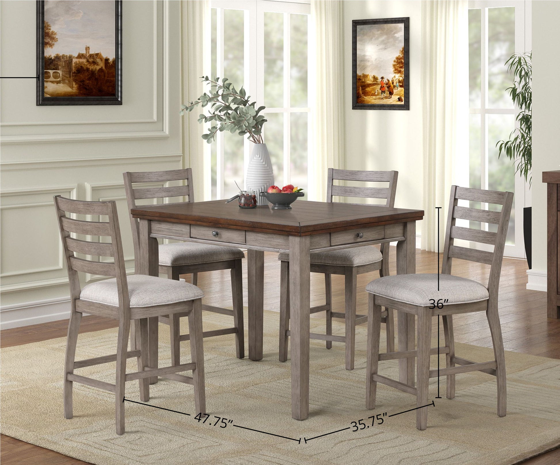Counter Height Two Tone 4 Drawer Dining Table - Gray - Best Buy Furniture