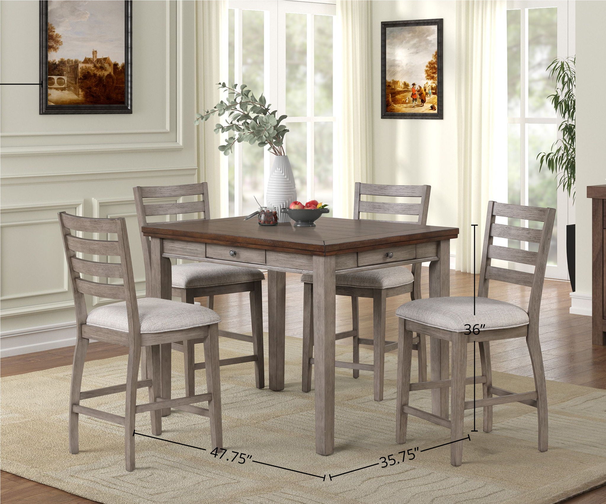 Counter Height Two Tone 4 Drawer Dining Table - Gray - Best Buy Furniture