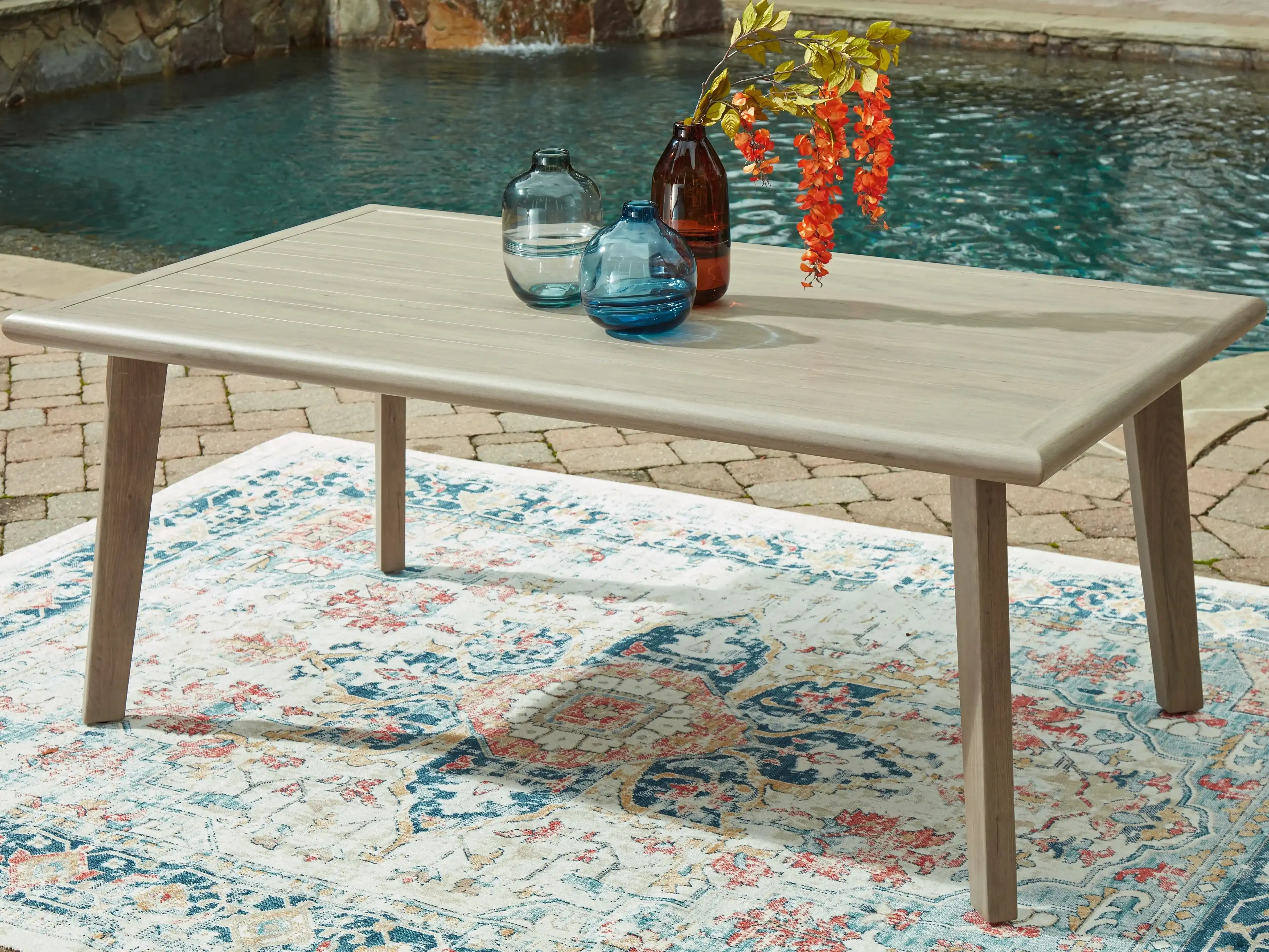 Cliff Trails - Rectangle Dining Table With Umbrella Option - Beige - Best Buy Furniture