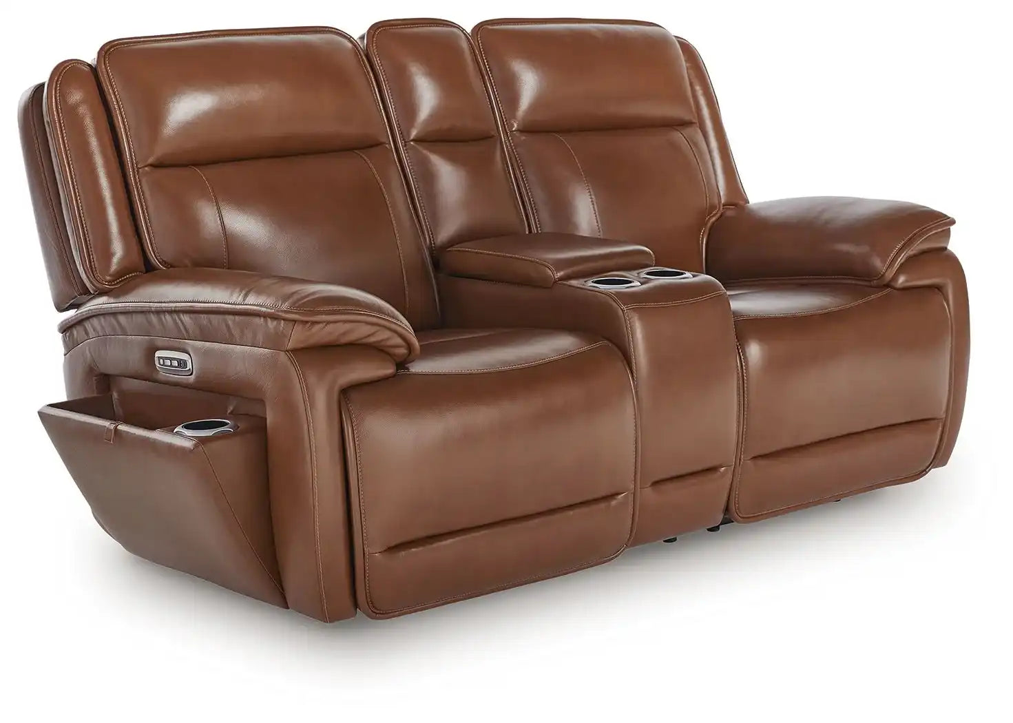 Healy Pier - Power Reclining Loveseat With Console / Adj Headrest - Chocolate - Best Buy Furniture