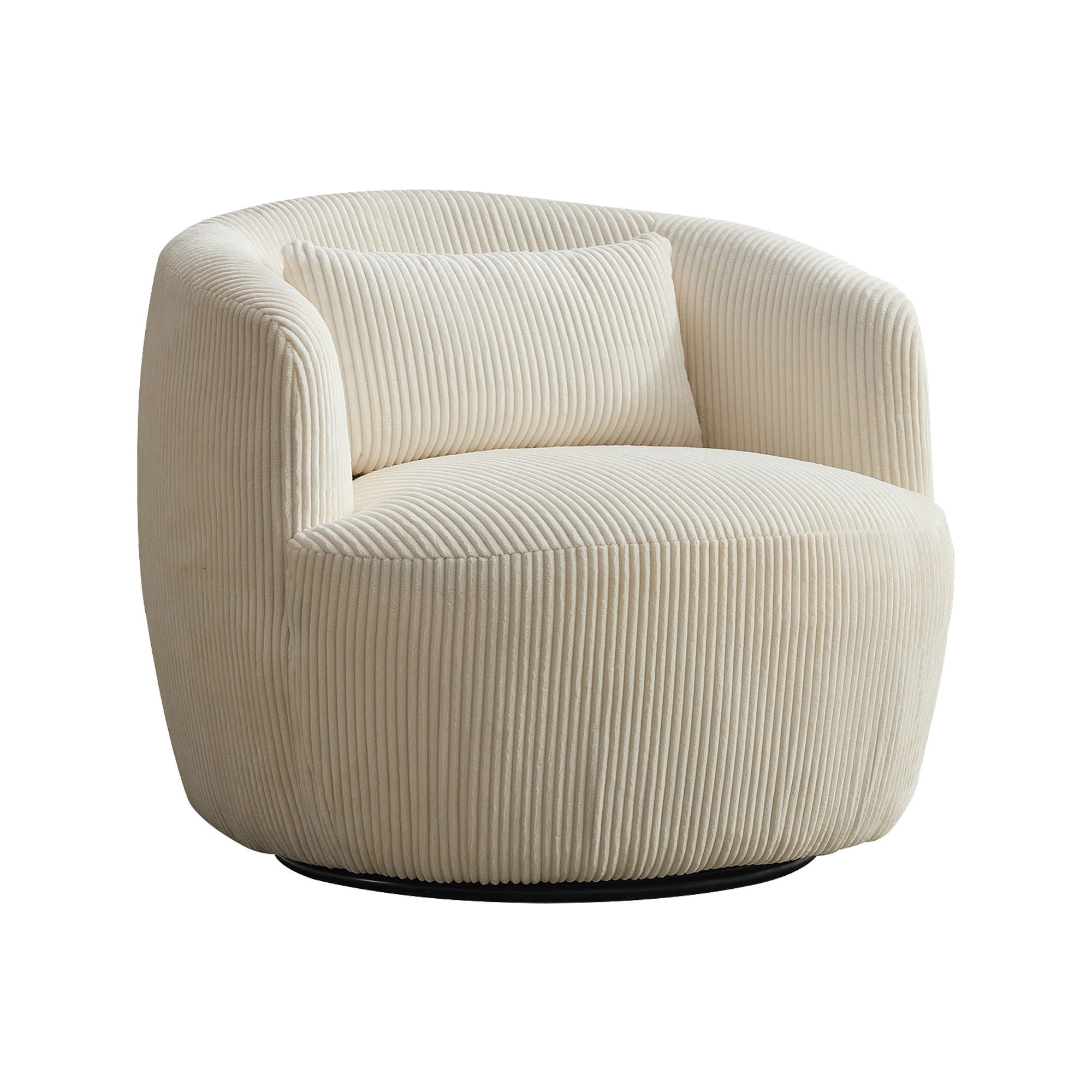 Wide Upholstered Corduroy 360° Swivel Barrel Soft Chair With Pillow - Best Buy Furniture