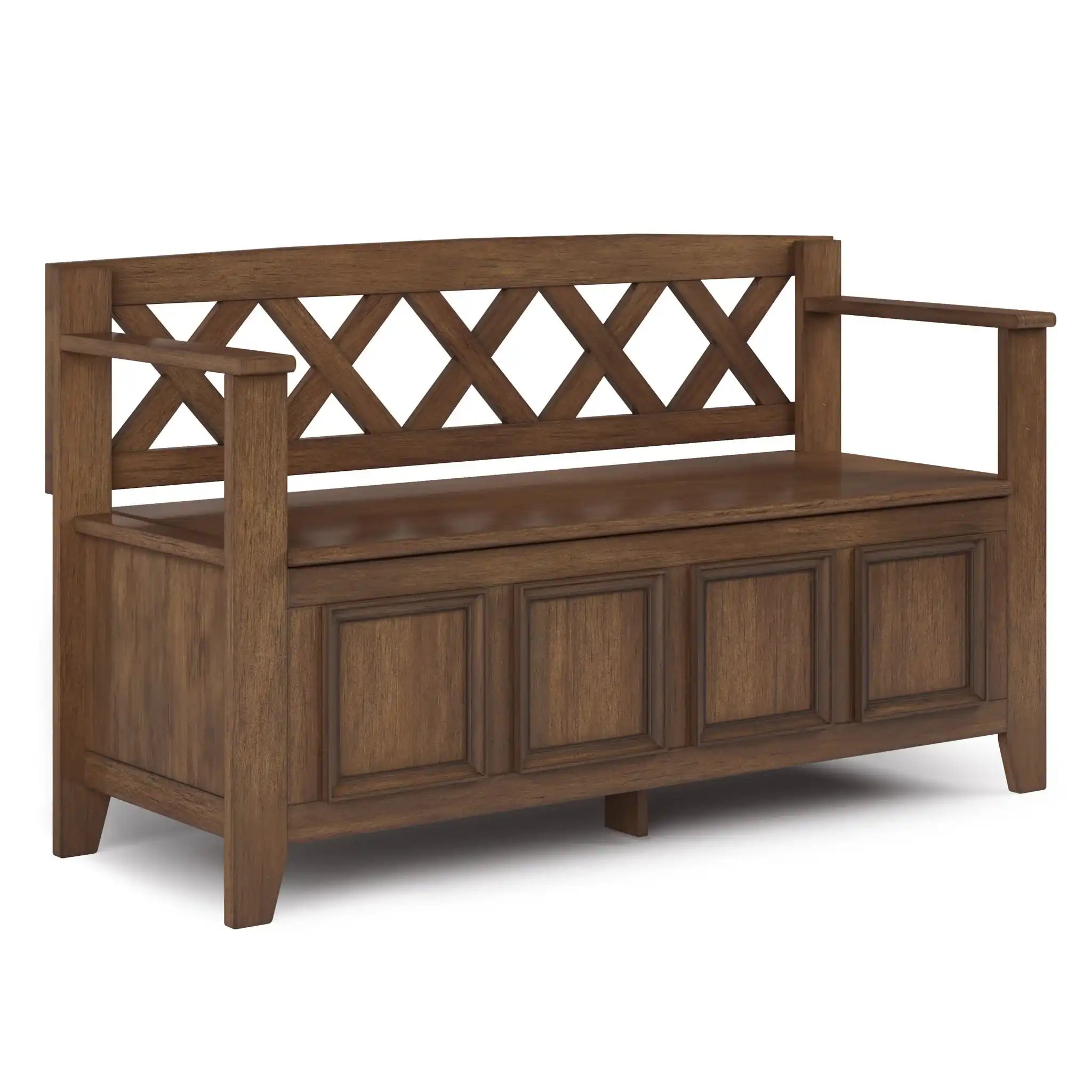 Amherst - Entryway Storage Bench - Rustic Natural Aged Brown - Best Buy Furniture