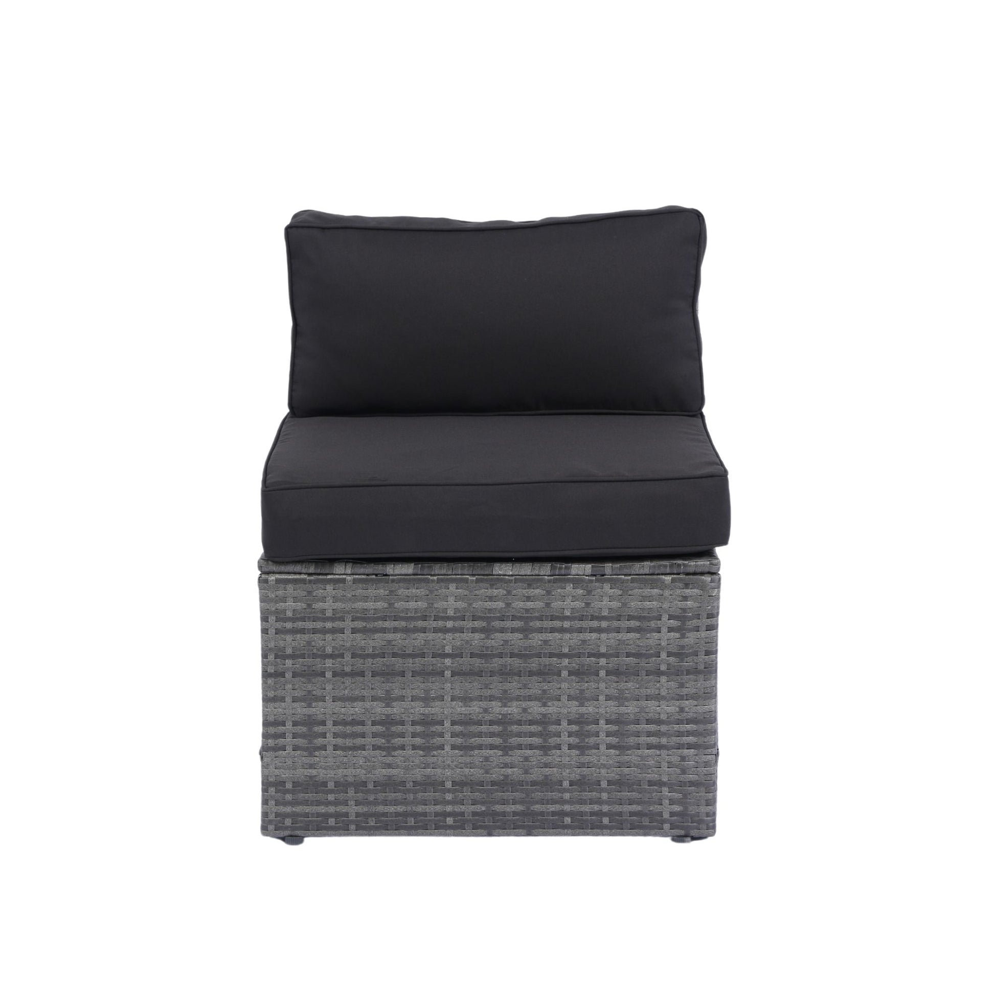 5 Pieces Rattan Sectional Outdoor Furniture Cushioned U Sof Set With 2 Pillow - Gray / Black - Best Buy Furniture