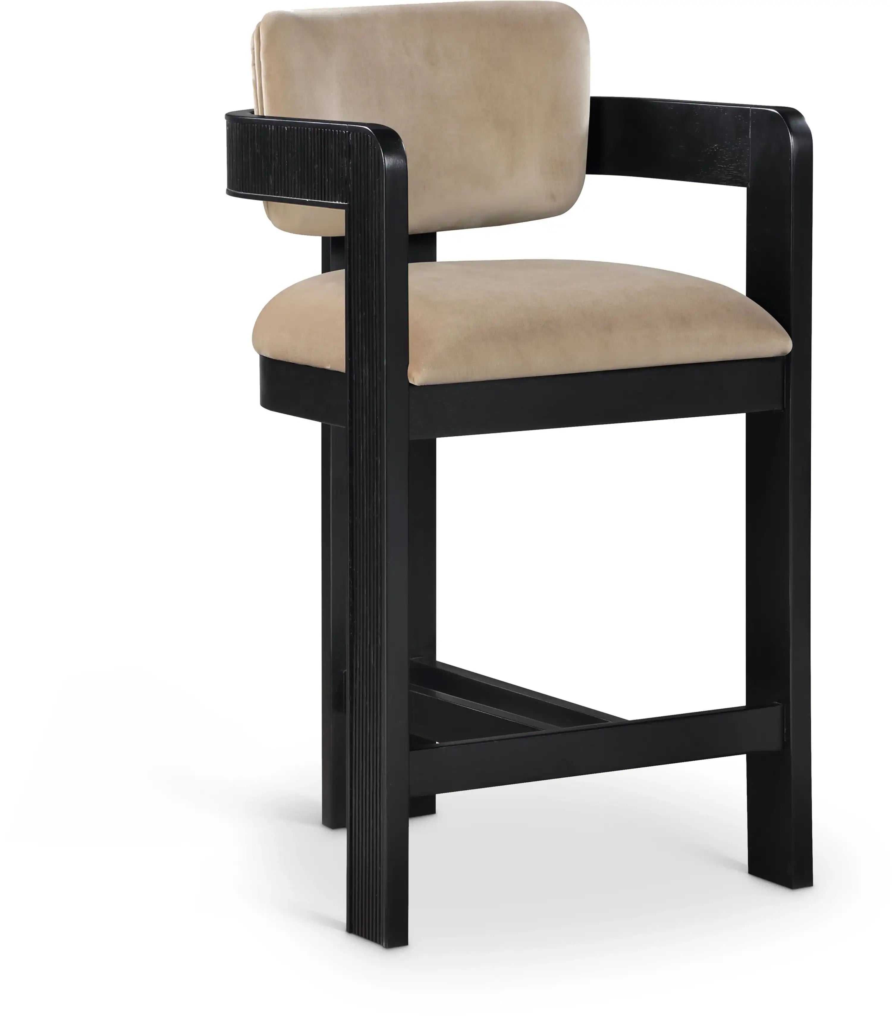 Sacha - Velvet Stool With Black Base - Best Buy Furniture