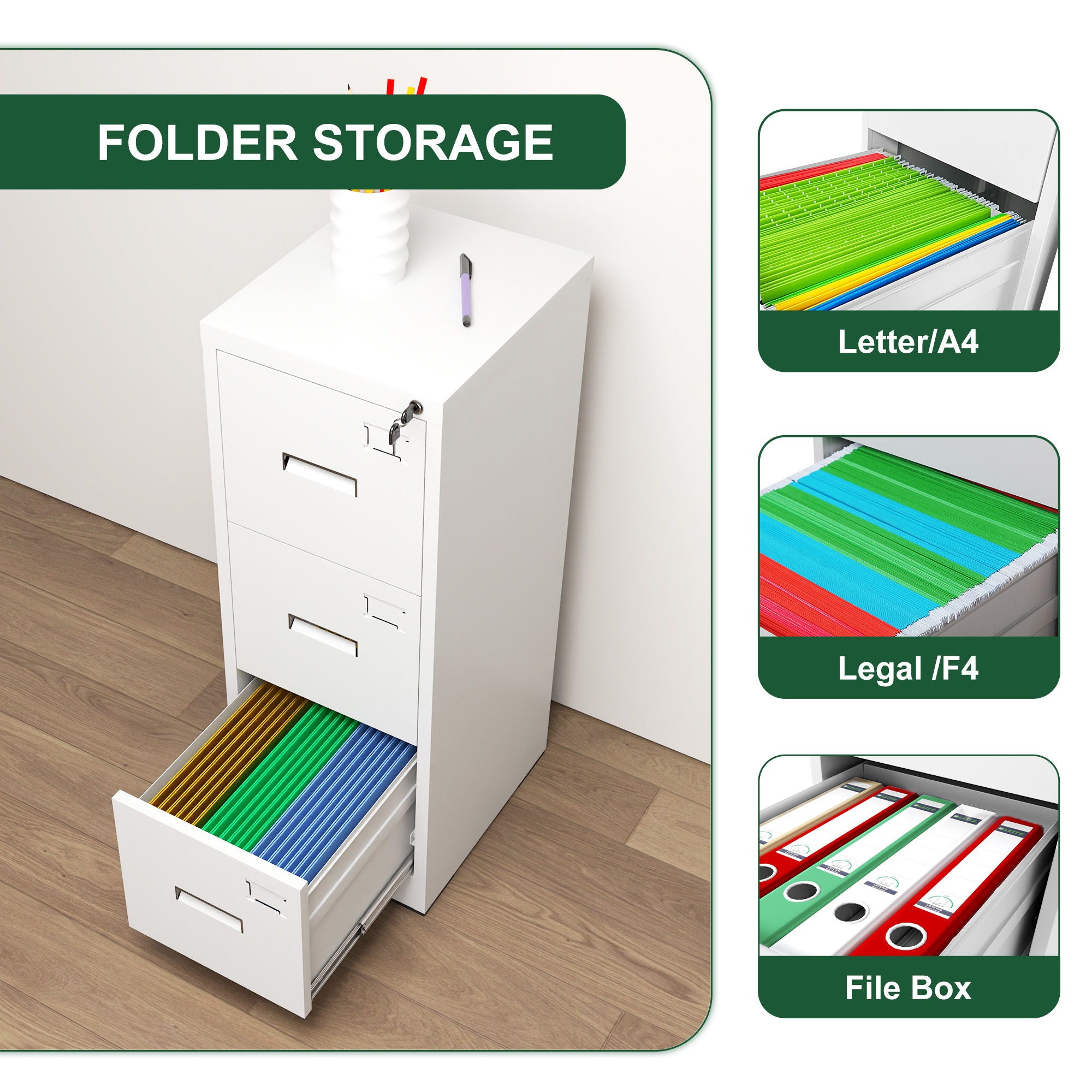 Modern Drawer Metal Vertical File Cabinet With Lock And Card Slot For Office - Best Buy Furniture