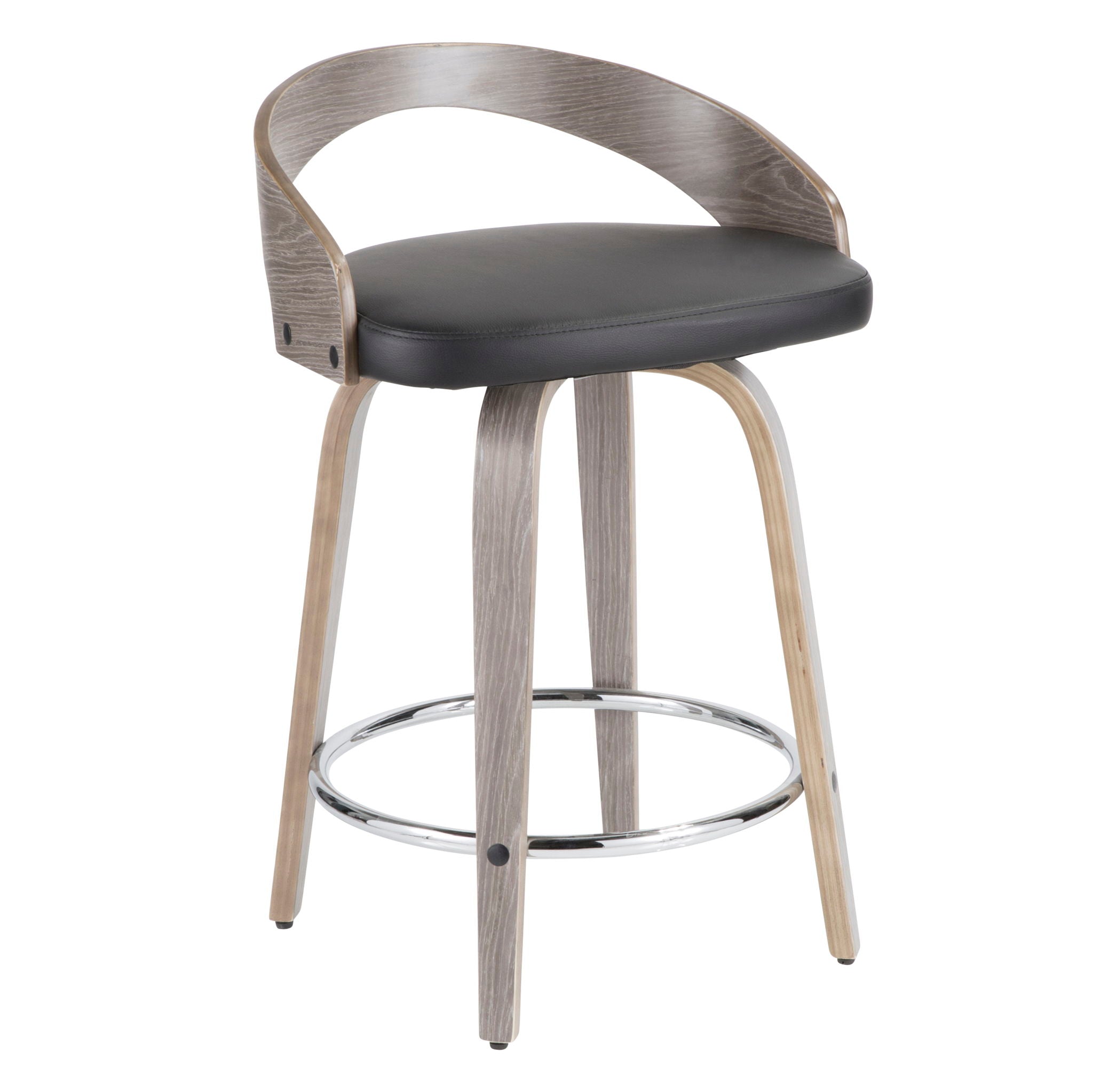 Grotto - Contemporary Fixed Height Counter Stool & Swivel With Round Footrest (Set of 2) - Best Buy Furniture