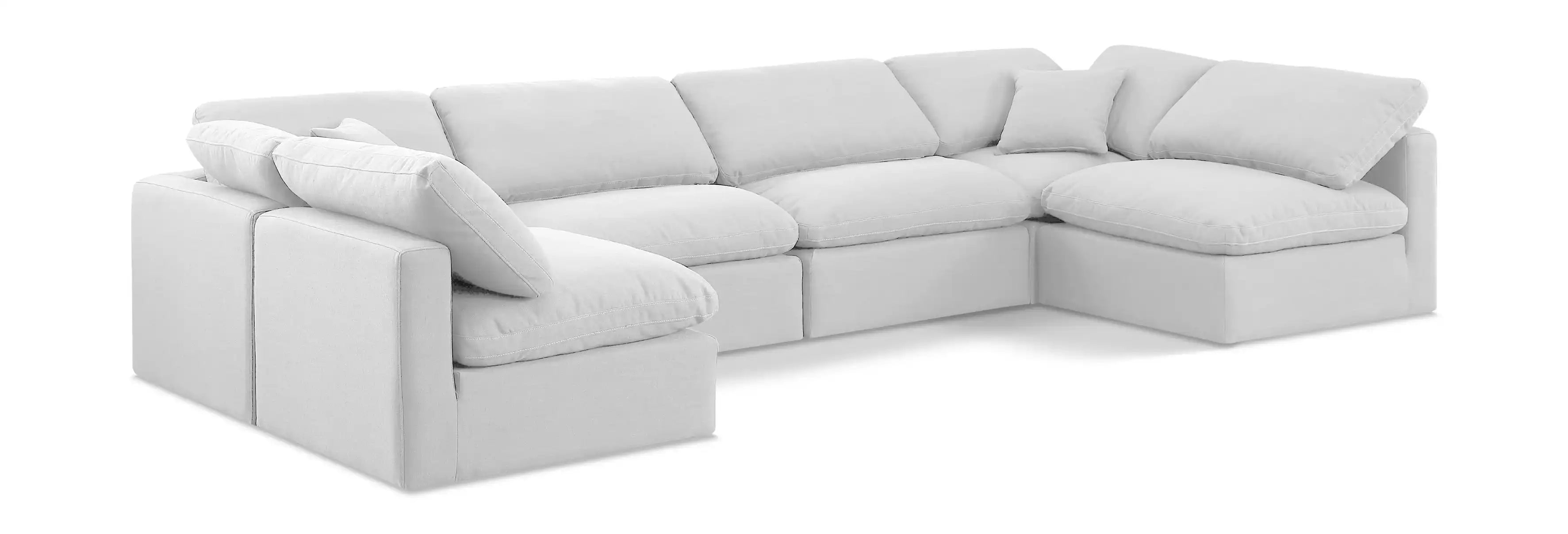 Indulge - Linen 6 Piece Modular U-Shaped Sectional - White - Best Buy Furniture