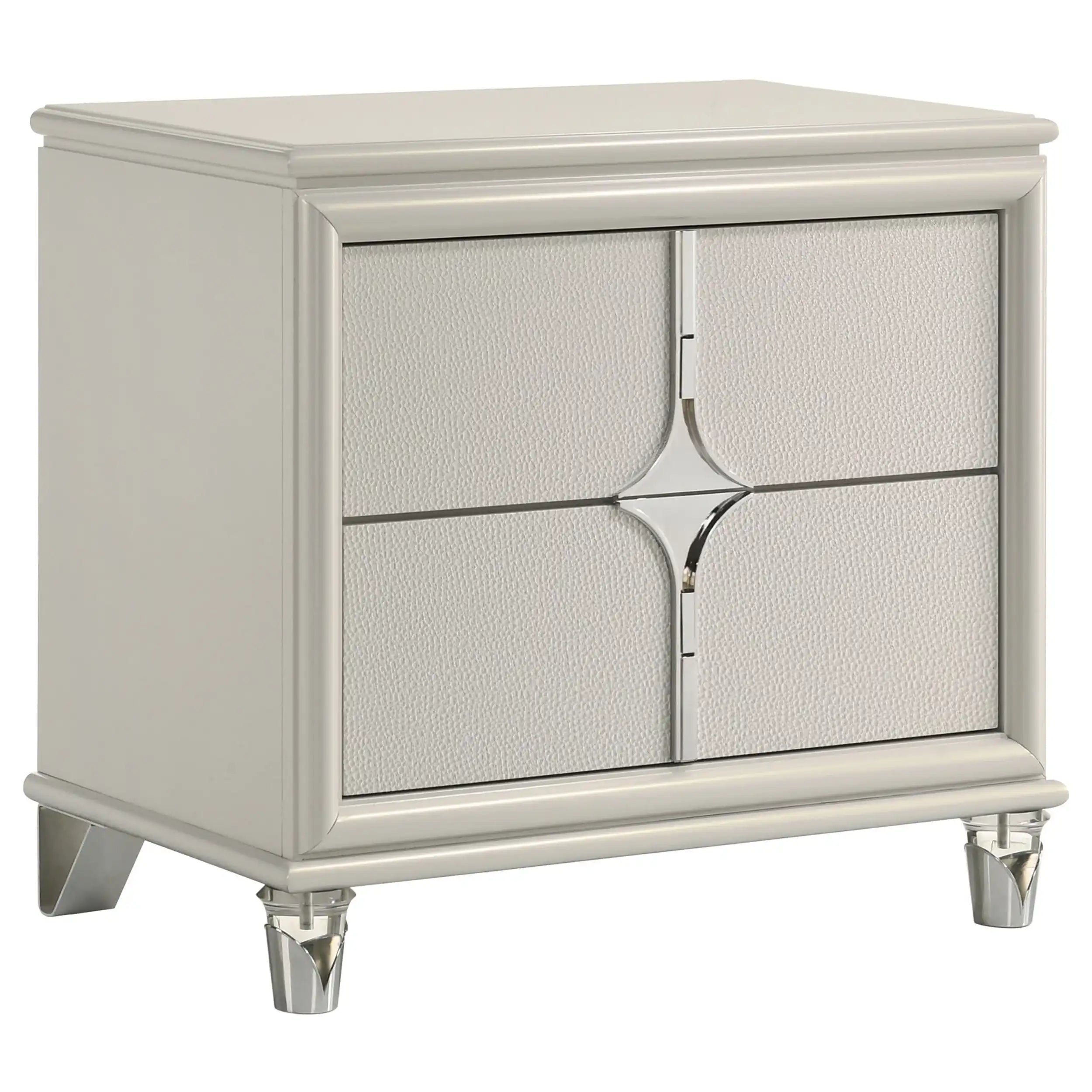 Olivia - 2-Drawer Nightstand Bedside Table - Pearl White - Best Buy Furniture