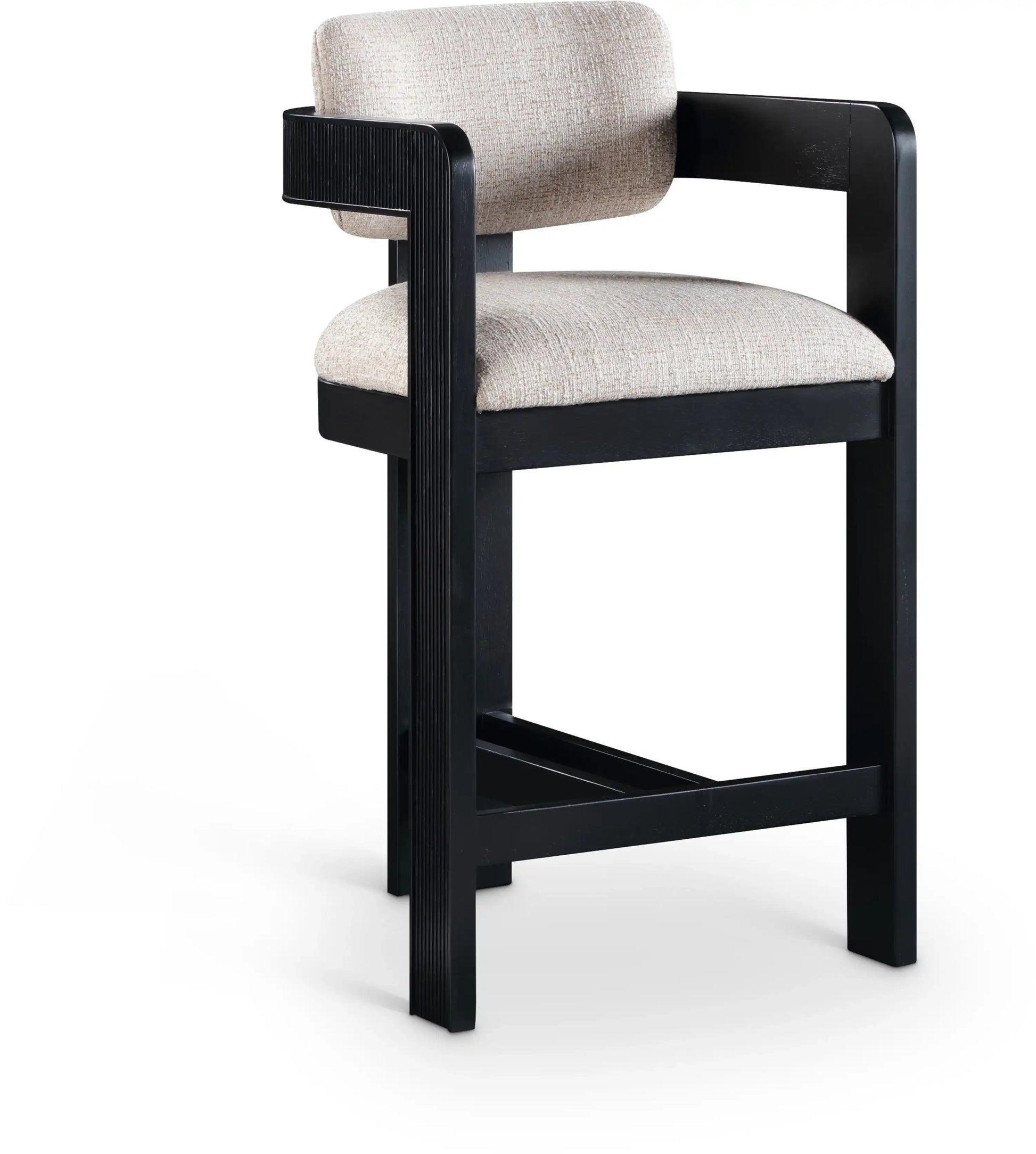 Sacha - Linen Stool With Black Base - Best Buy Furniture