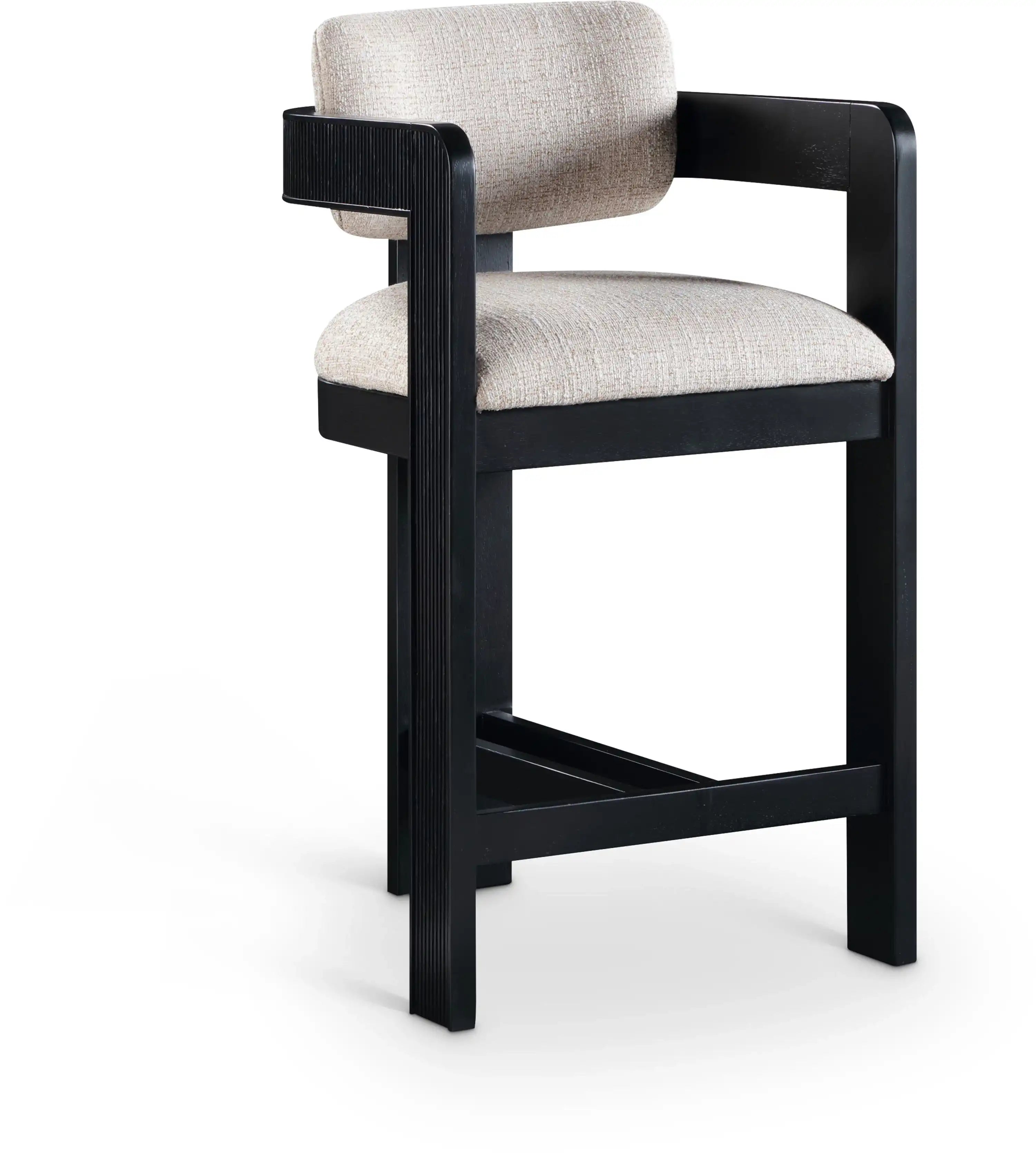 Sacha - Linen Stool With Black Base - Best Buy Furniture