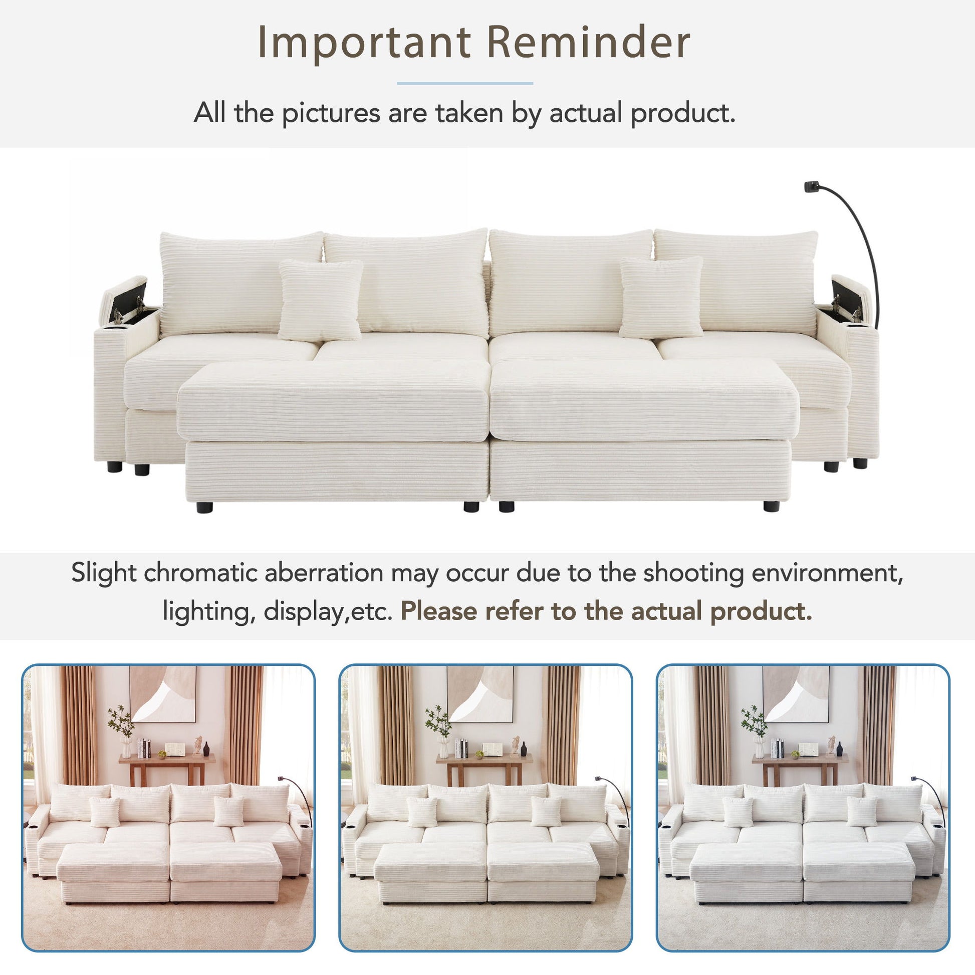 Modern Style Loveseat Sofa Sectional Sofa Couch With Storage Space, A Movable Ottoman, Two USB Ports, Two Cup Holders, A Phone Holder For Living Room - Best Buy Furniture