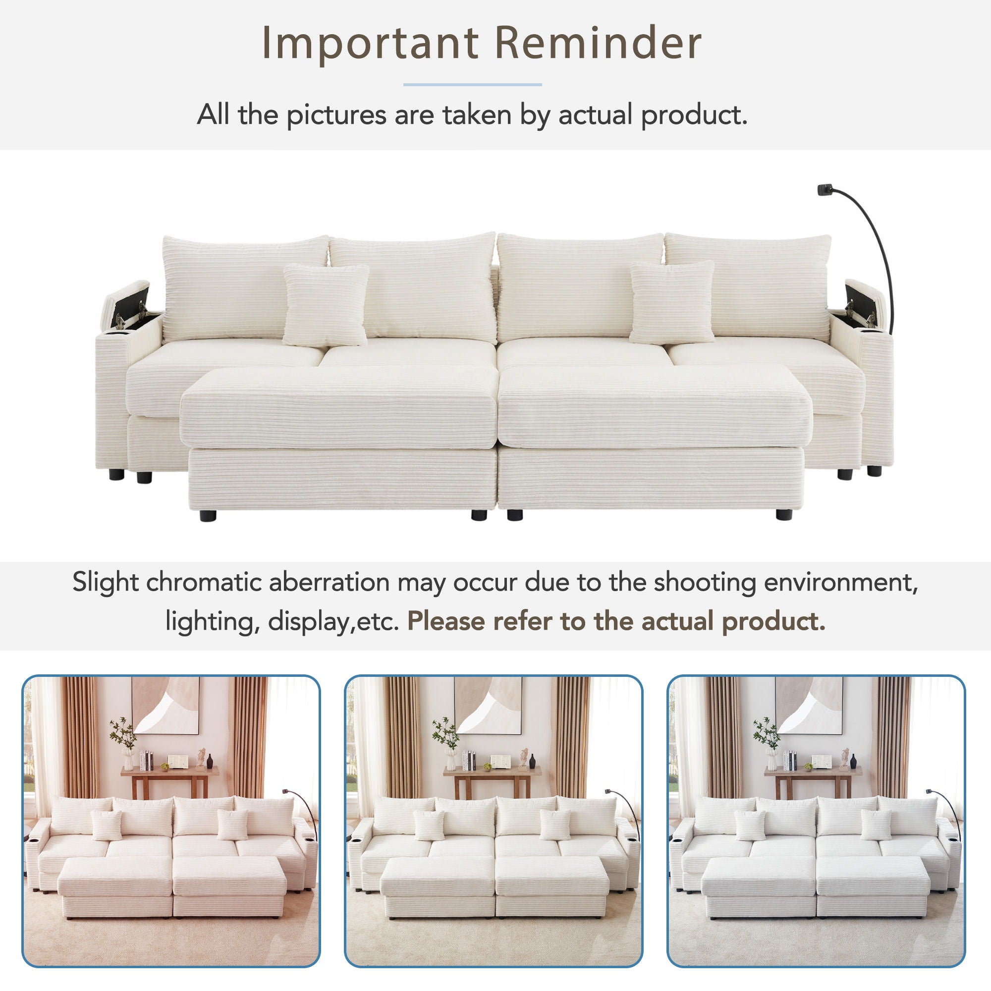 Modern Style Loveseat Sofa Sectional Sofa Couch With Storage Space, A Movable Ottoman, Two USB Ports, Two Cup Holders, A Phone Holder For Living Room - Best Buy Furniture