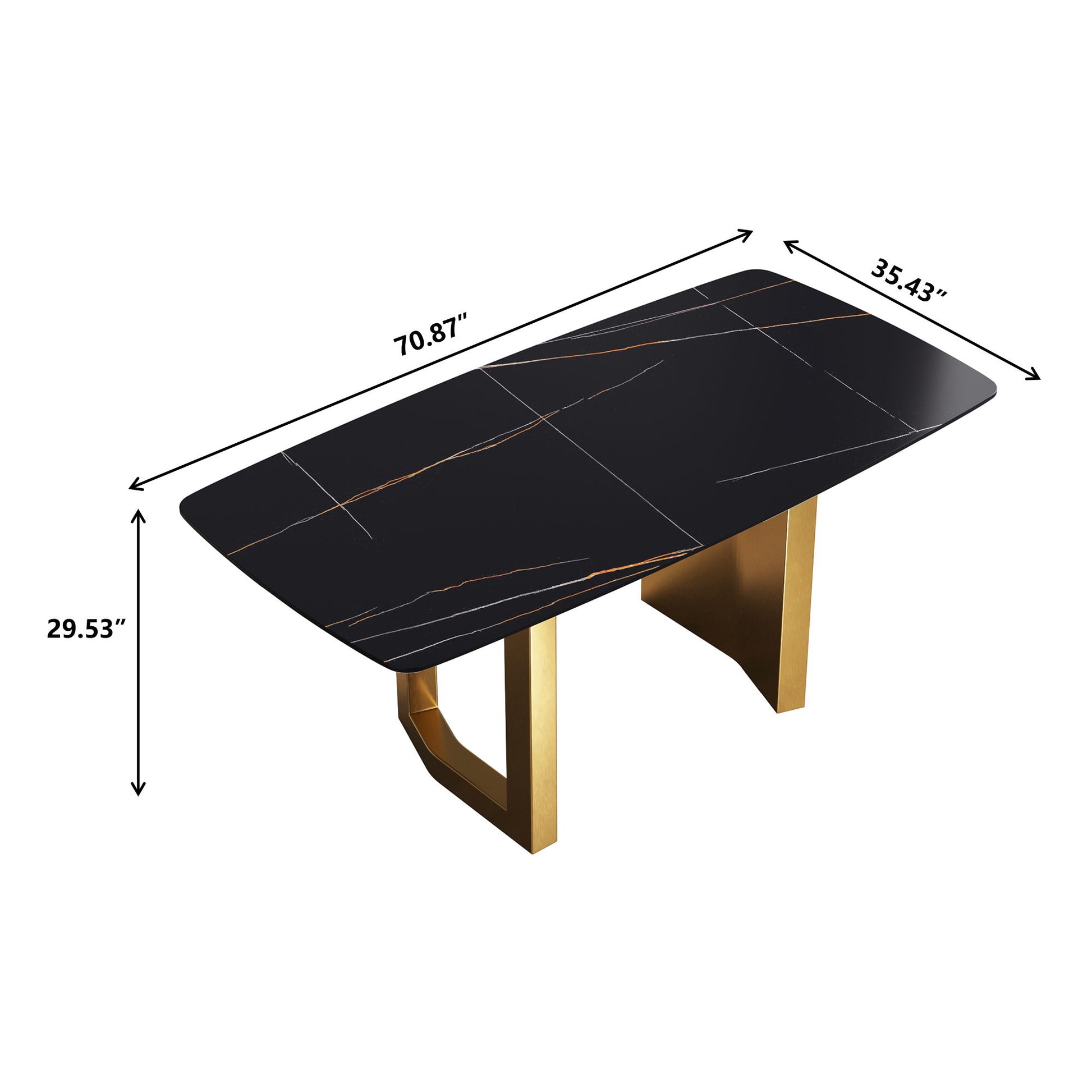 Modern Artificial Stone Dining Table, Can Accommodate 6-8 People - Black - Best Buy Furniture
