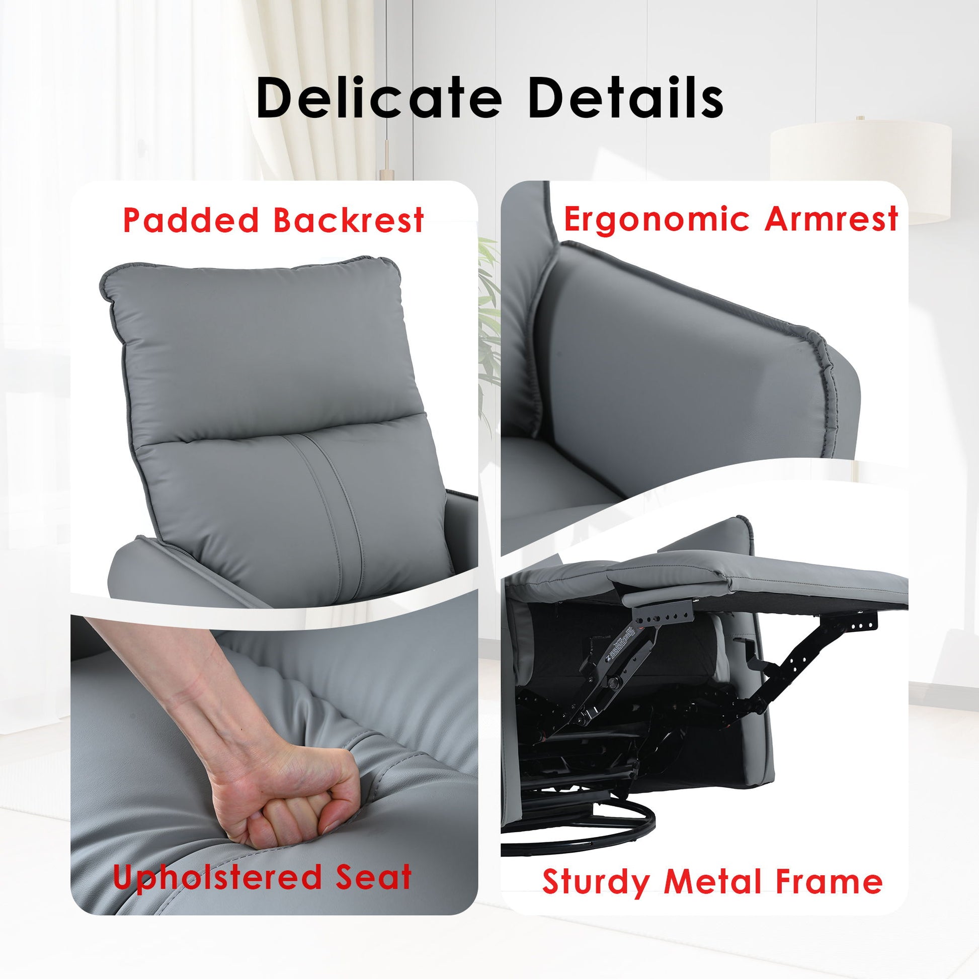 360° Modern Small Rocking Swivel Recliner Chair With Side Pocket - Best Buy Furniture