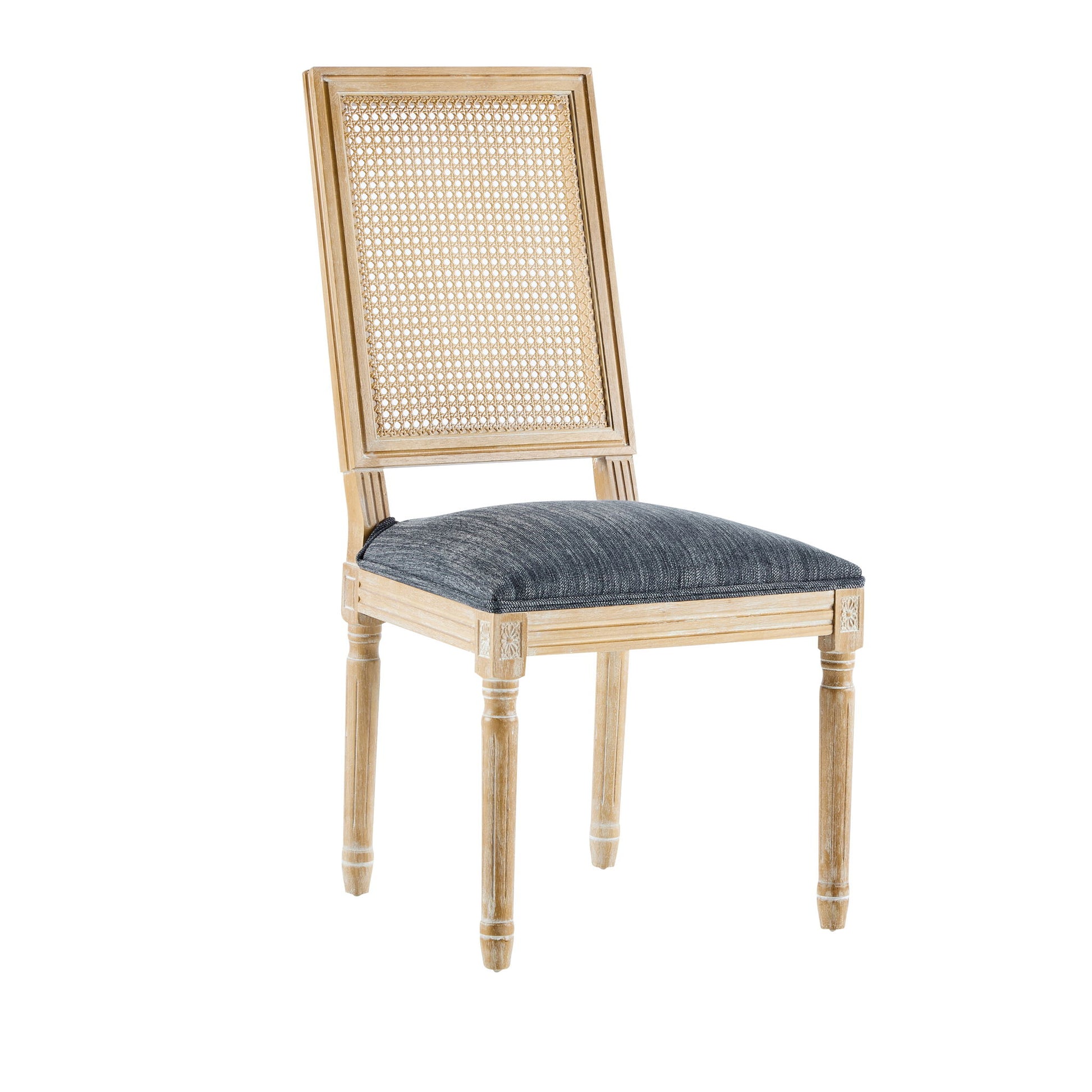 French Country Dining Chair With Rectangular Cane Backrest And Smooth Upholstered Seating - Best Buy Furniture