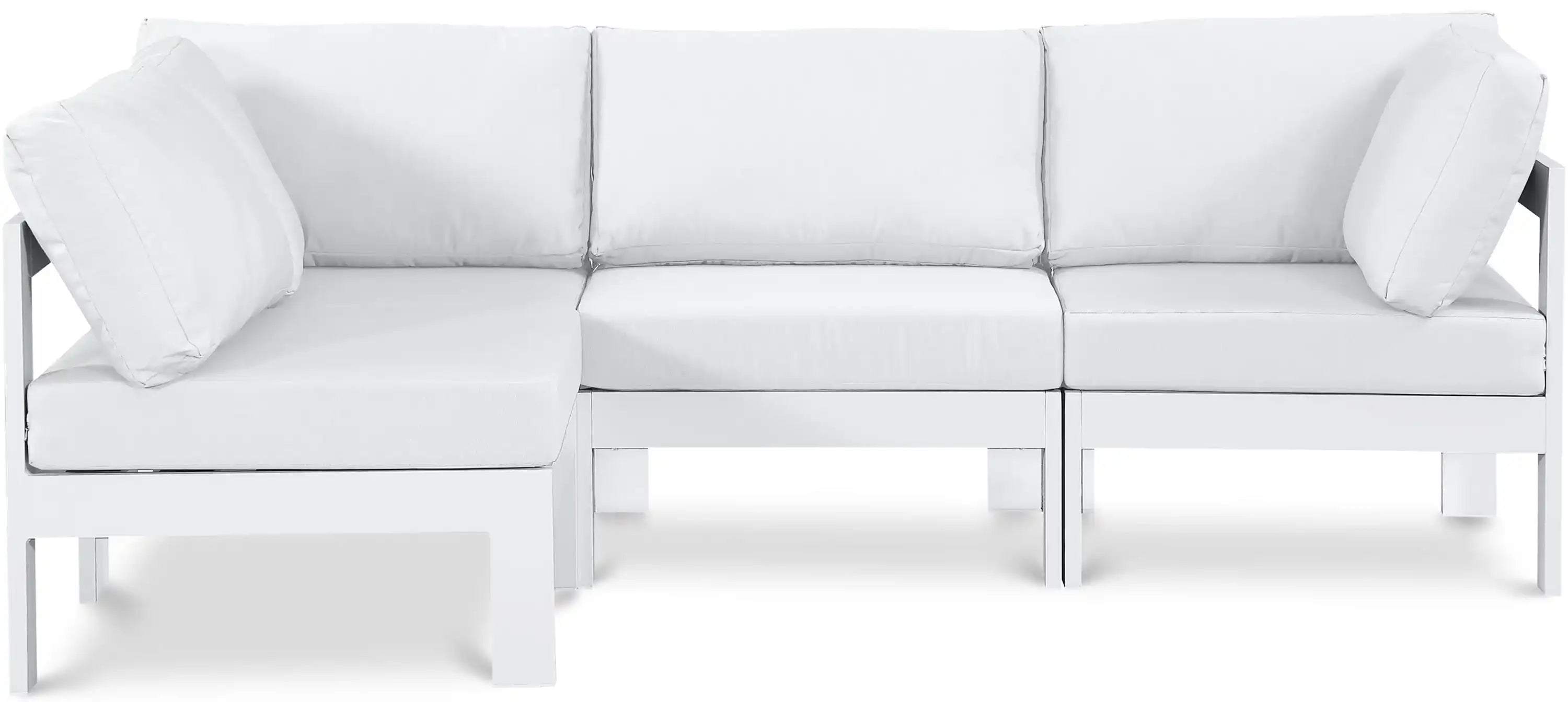 Nizuc - Outdoor Patio 4 Piece Modular Sectional With White Frame - Best Buy Furniture