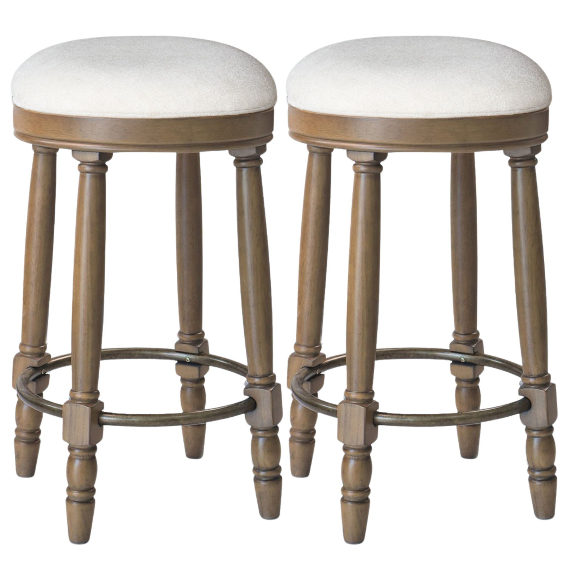 360° Swivel Wooden Barstools With Upholstered Seat, Counter Height (Set of 2) - Best Buy Furniture