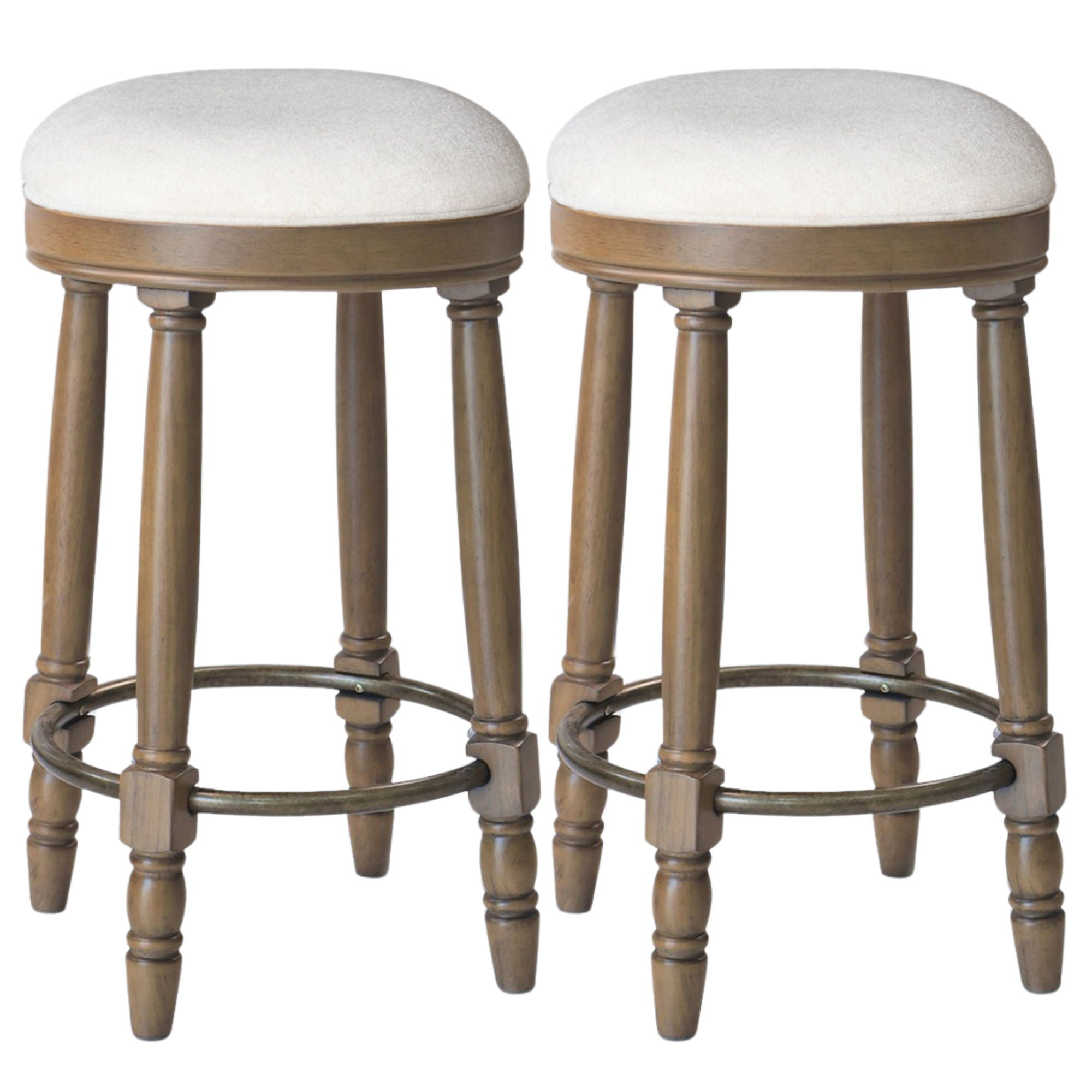 360° Swivel Wooden Barstools With Upholstered Seat, Counter Height (Set of 2) - Best Buy Furniture