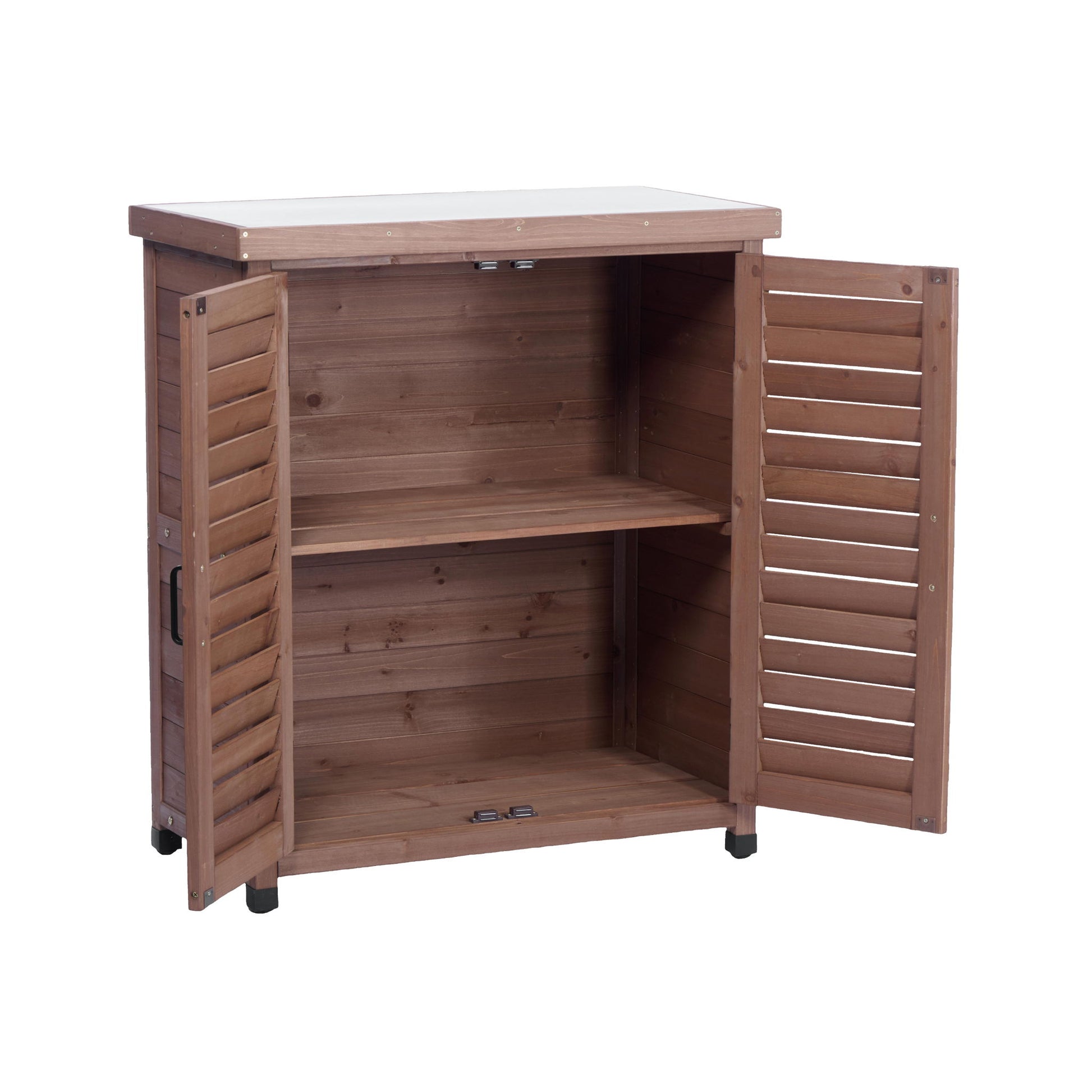 Potting Bench With Storage Cabinet And Metal Table Top For Outdoor - Best Buy Furniture