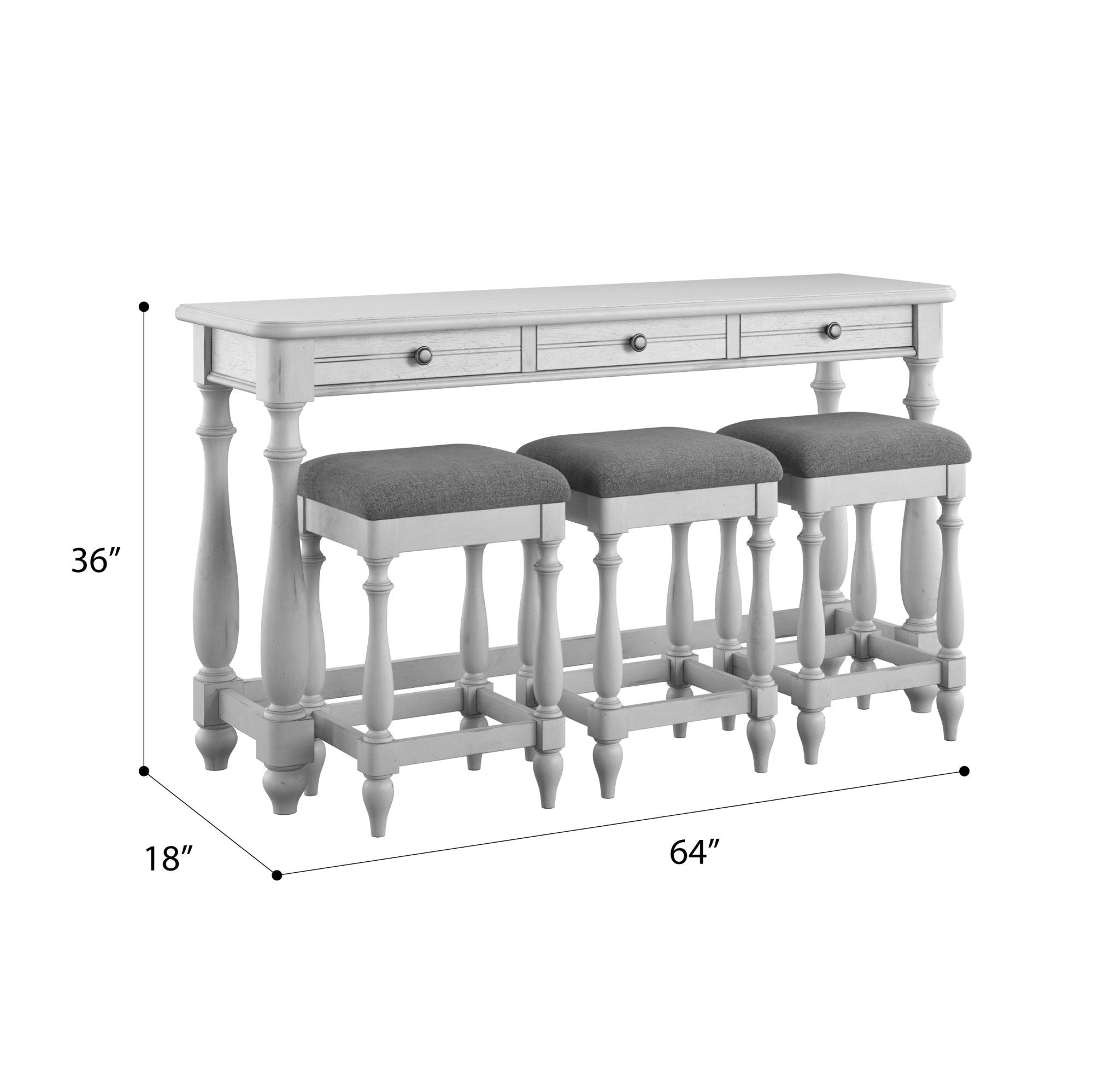 Mariano - Sofa Table With Three Stools - Gray - Best Buy Furniture