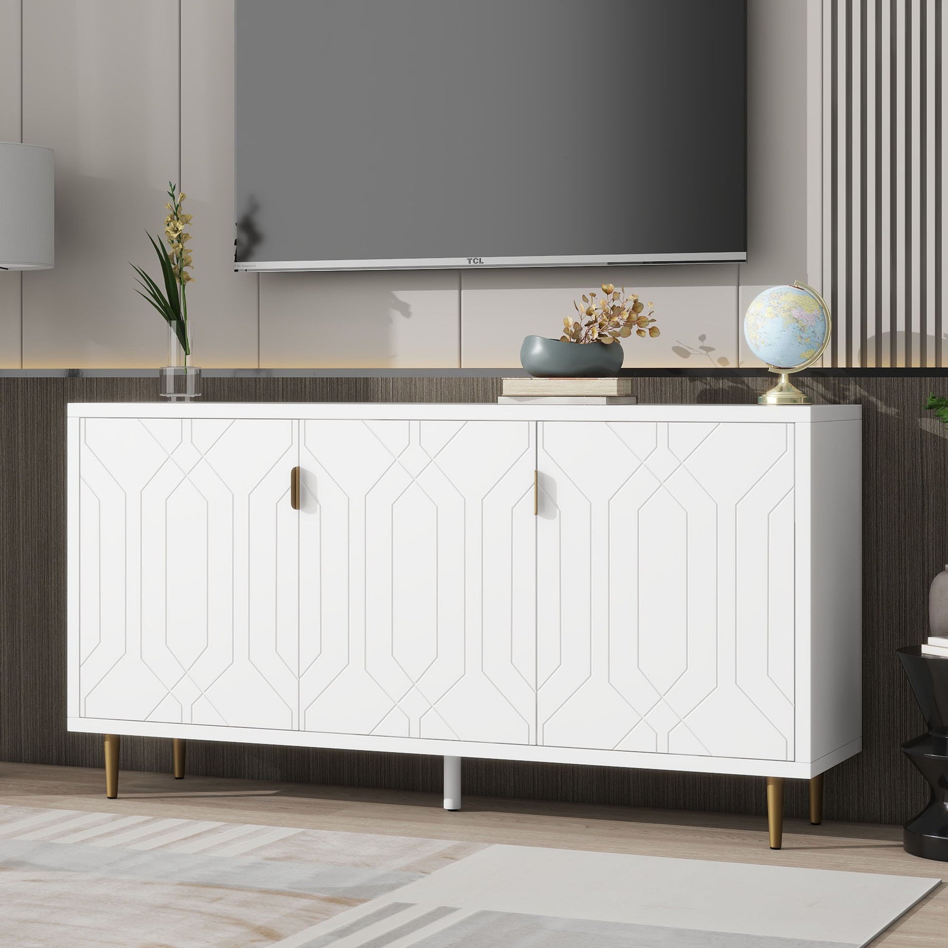 Modern TV Stand With 3 Doors And Adjustable Shelves - Best Buy Furniture