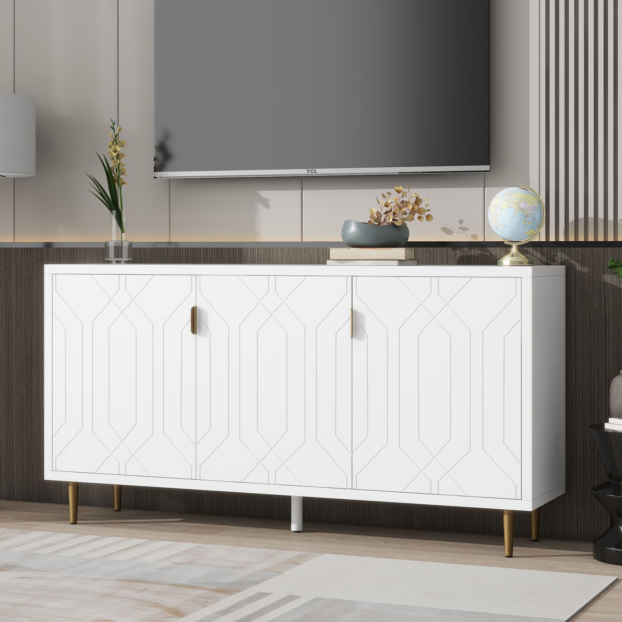 Modern TV Stand With 3 Doors And Adjustable Shelves - Best Buy Furniture