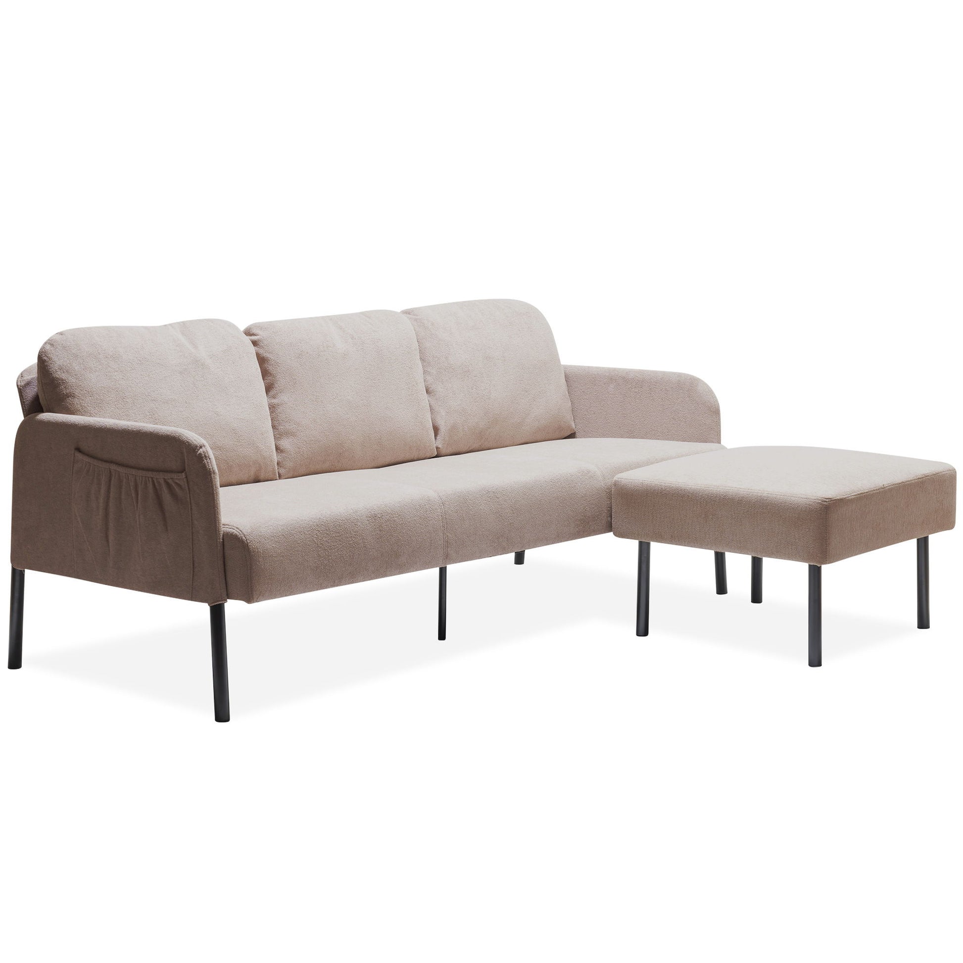 Modern L Shaped 3 Seater Sofa With Ottoman, Upholstered Couch For Small Spaces - Best Buy Furniture