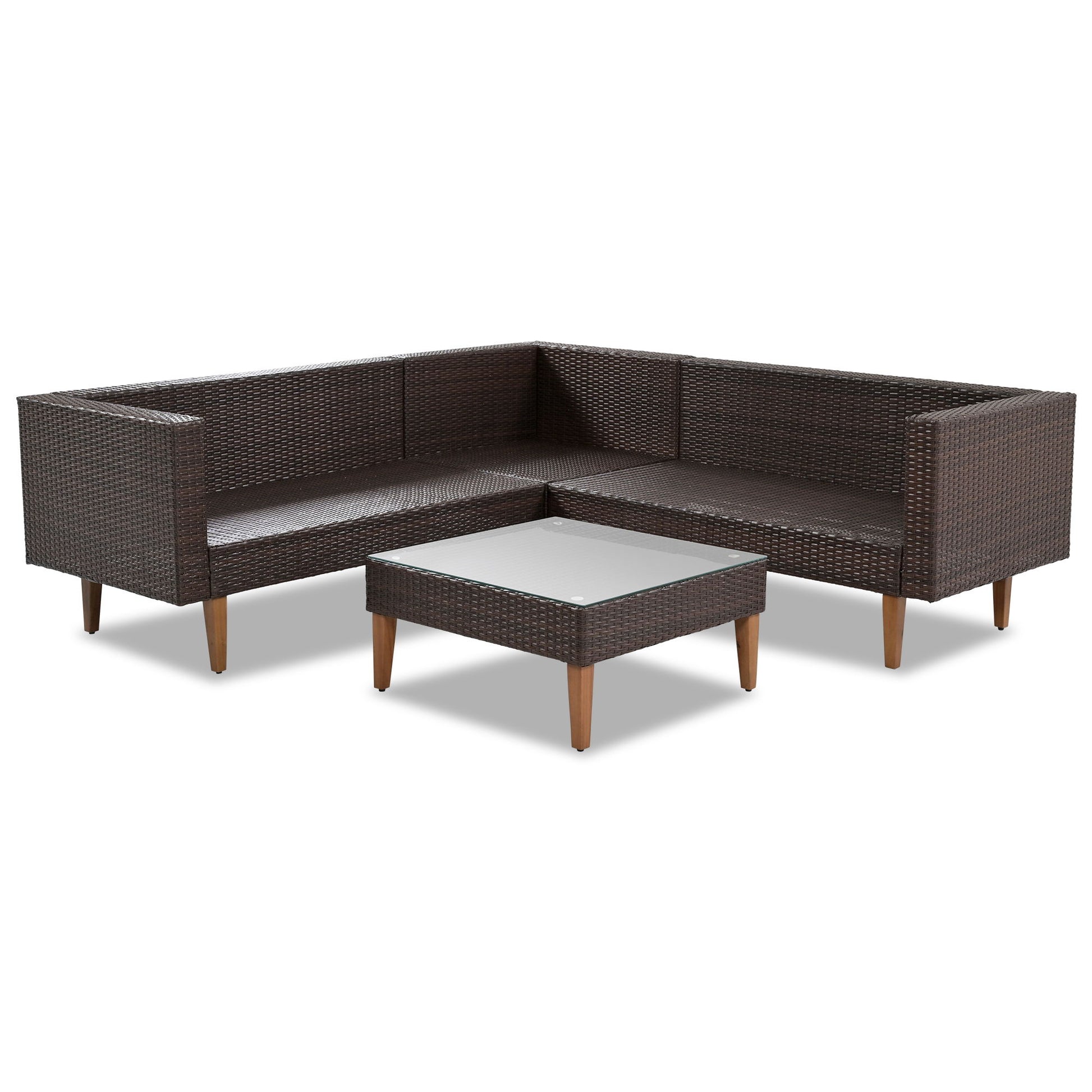 4 Pieces Outdoor Wicker L-Shape Sofa Set - Best Buy Furniture
