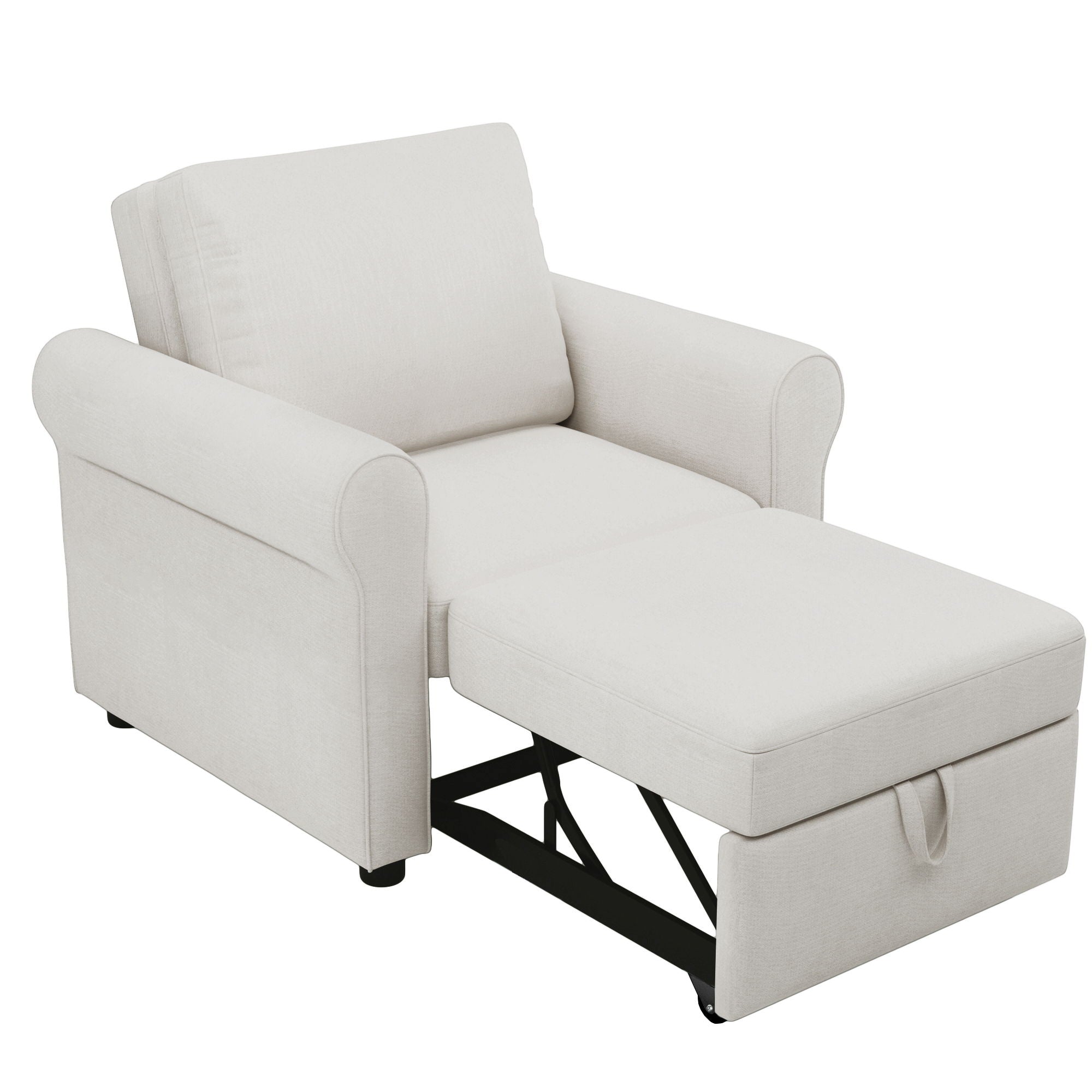 Modern 3 In 1 Convertible Sleeper Chair Bed, Linen Upholstery, Adjustable Backrest - Best Buy Furniture