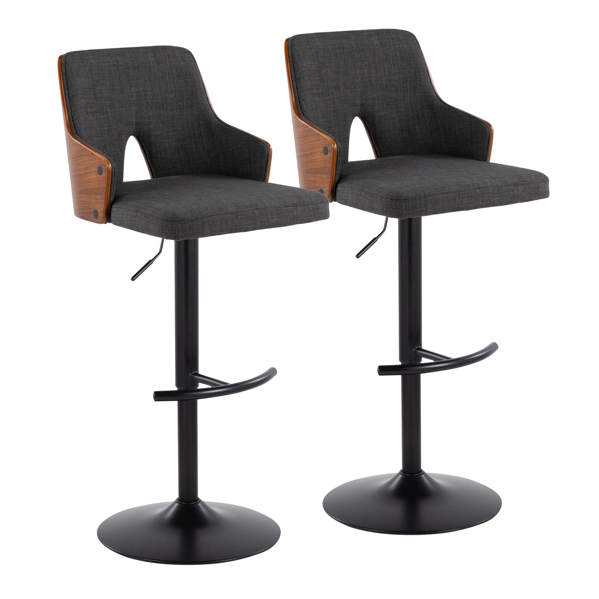 Stella - Contemporary Adjustable Barstool Stool & Swivel With Rounded T Footrest (Set of 2) - Best Buy Furniture