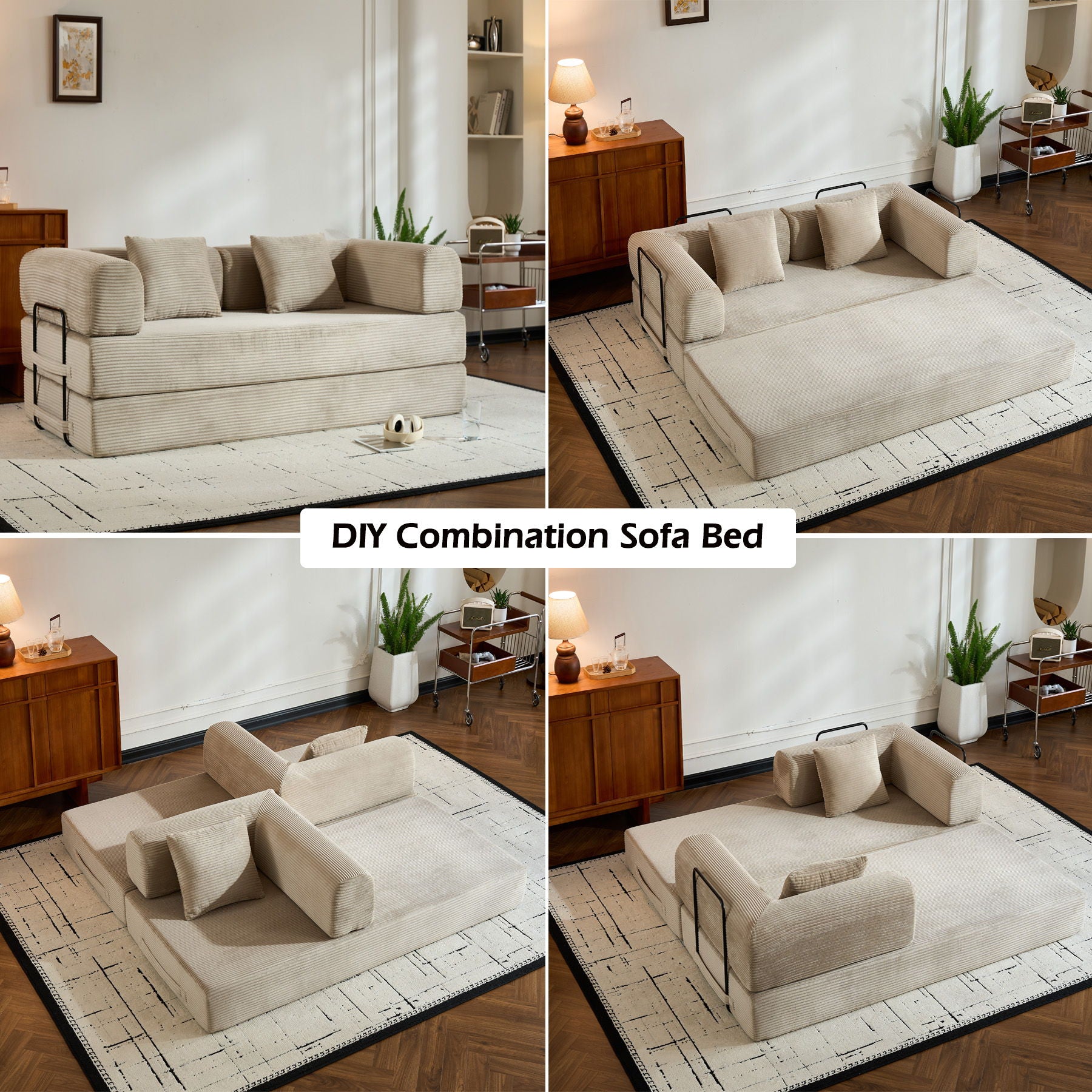 Convertible Sleeper Sofa Bed With Cylindrical Pillow, With Fixed Shape Frame - Best Buy Furniture