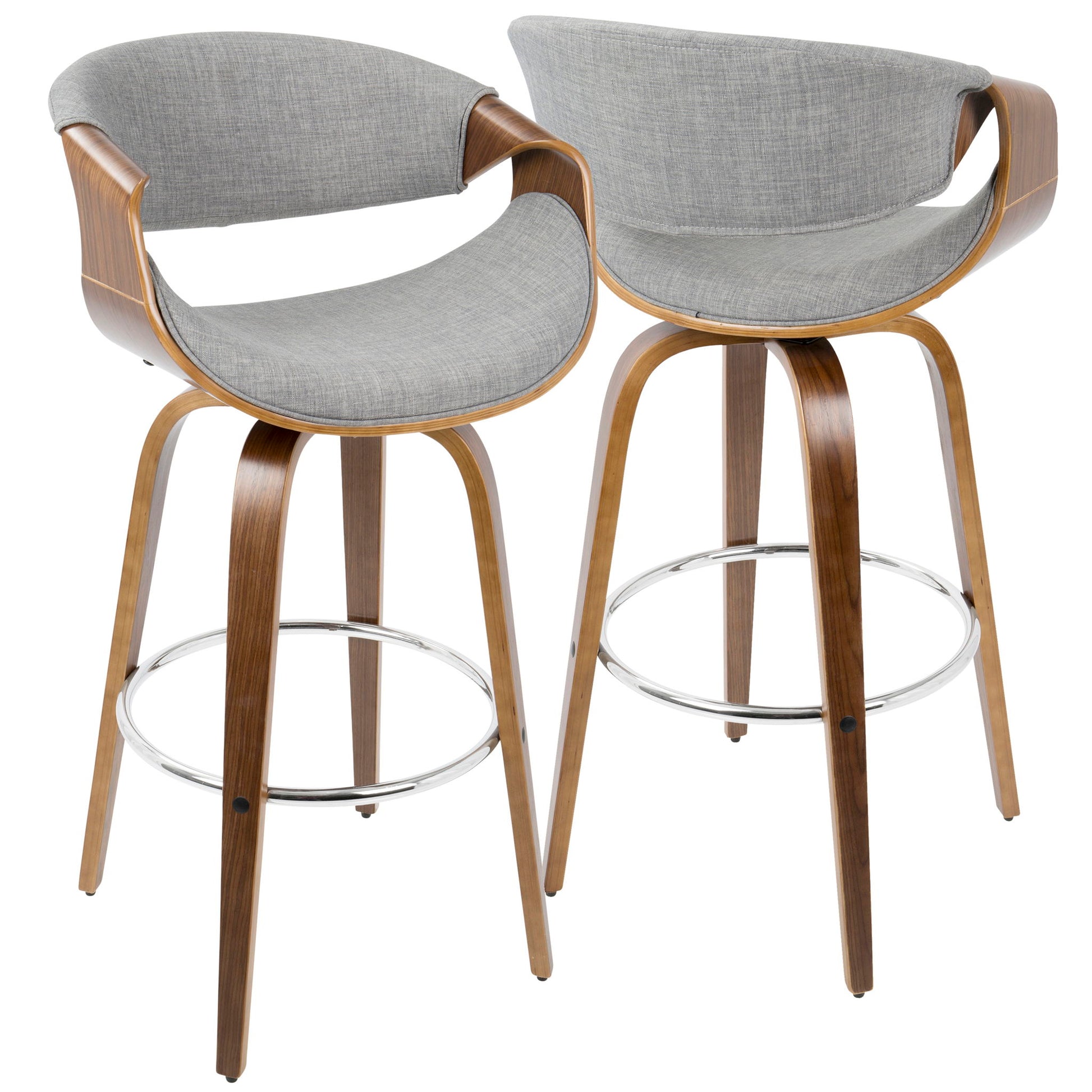 Curvini Mid - Century Modern Fixed Height Barstool With Swivel (Set of 2) - Best Buy Furniture