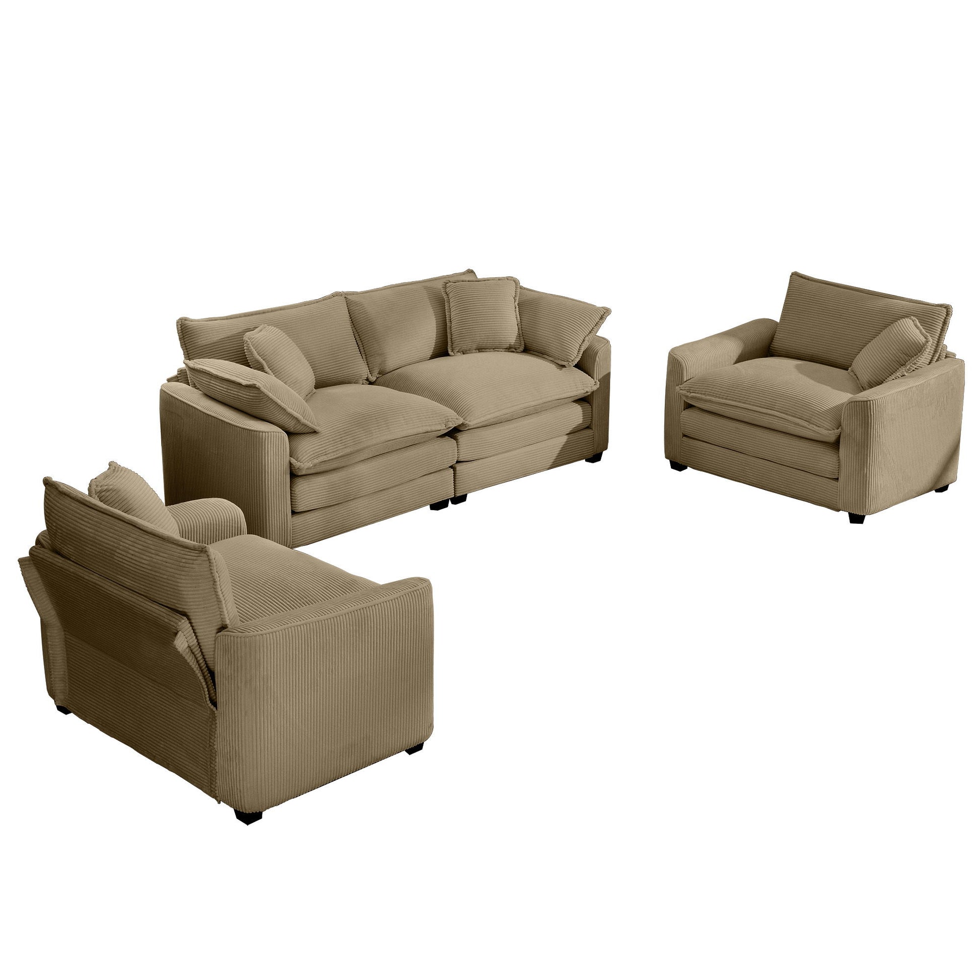 Elegant Corduroy Oversized Sectional Sofa Set With Deep Seats And Flexible Layout - Best Buy Furniture