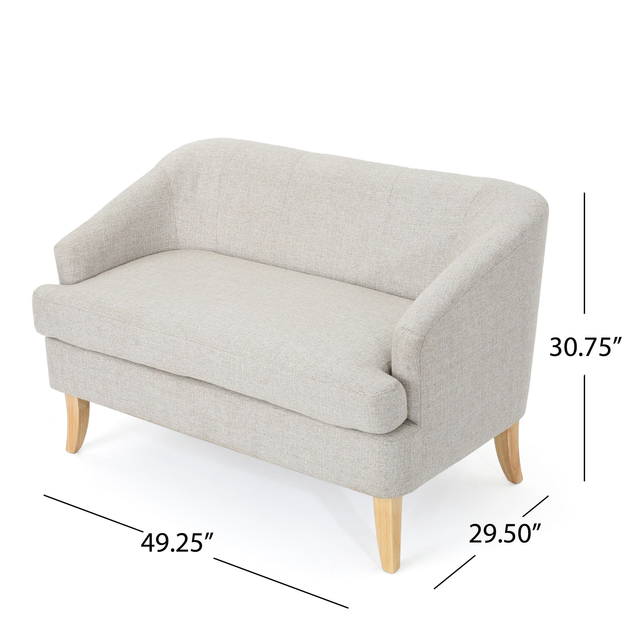 Mid Century Modern Loveseat With Polyester Upholstery And Birch Wood Frame - Beige - Best Buy Furniture