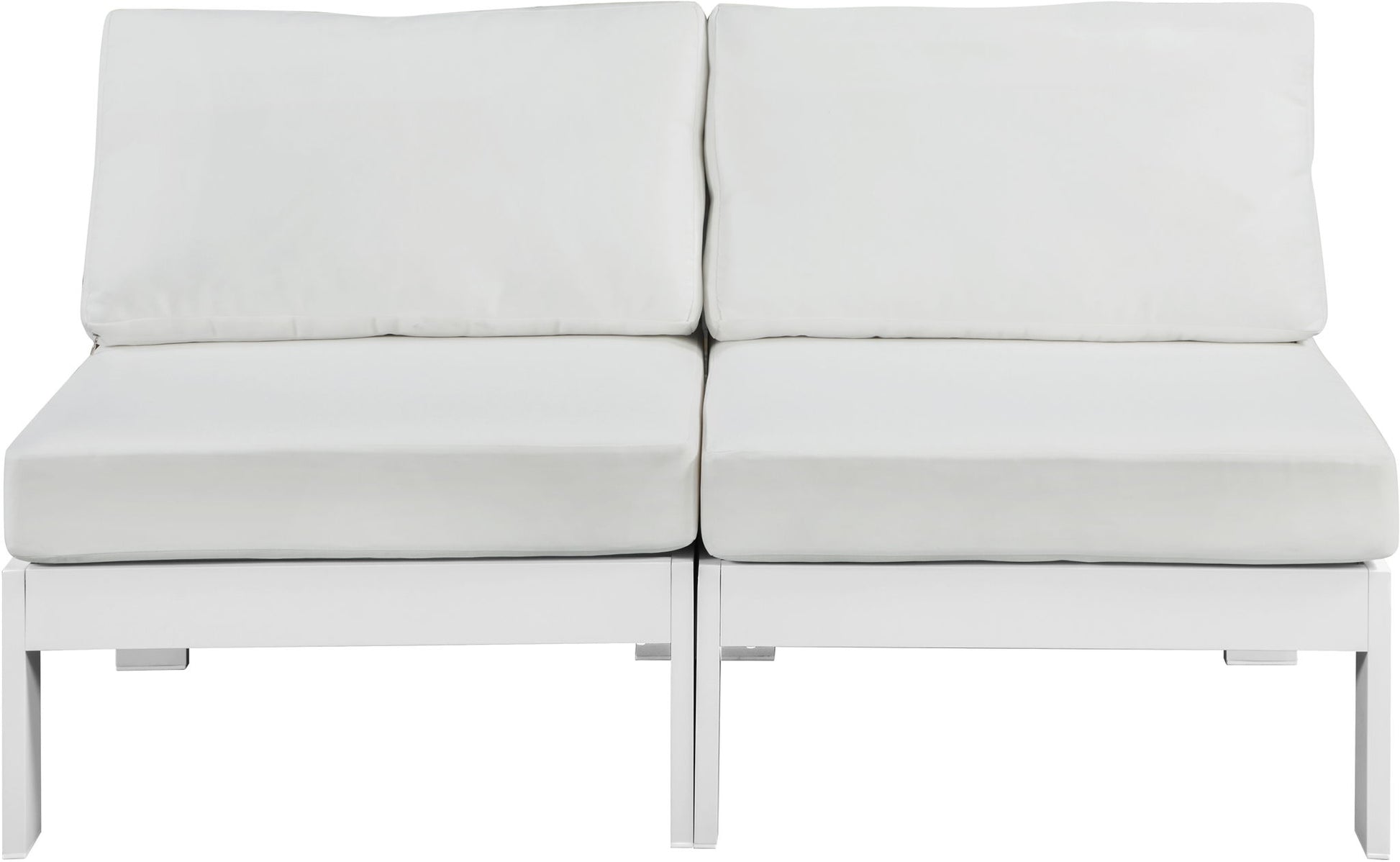 Nizuc - Outdoor Patio 2 Seat Armless Modular Sofa With White Frame - Best Buy Furniture