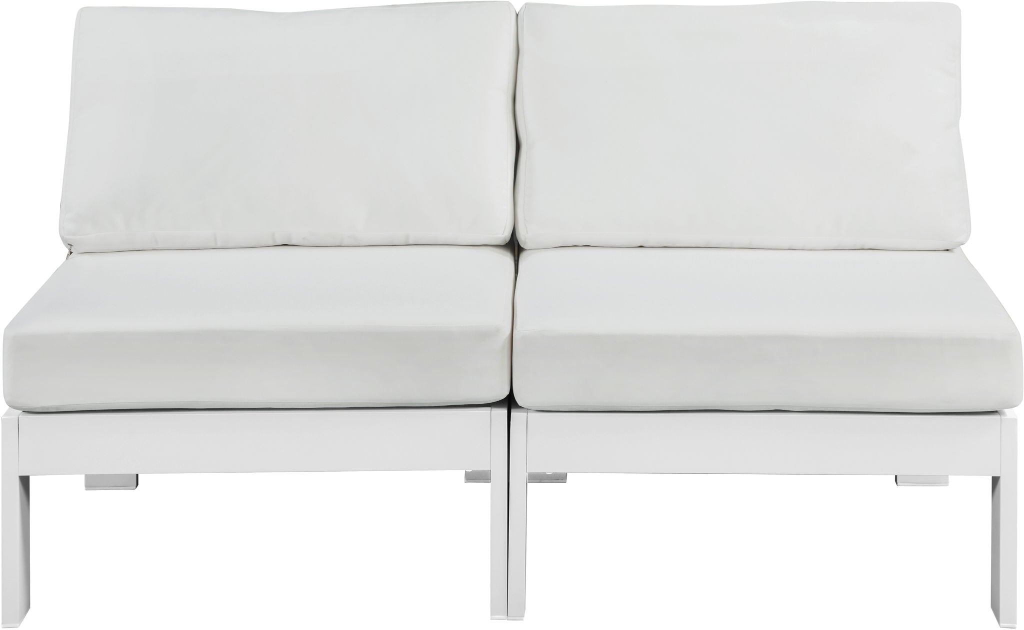 Nizuc - Outdoor Patio 2 Seat Armless Modular Sofa With White Frame - Best Buy Furniture