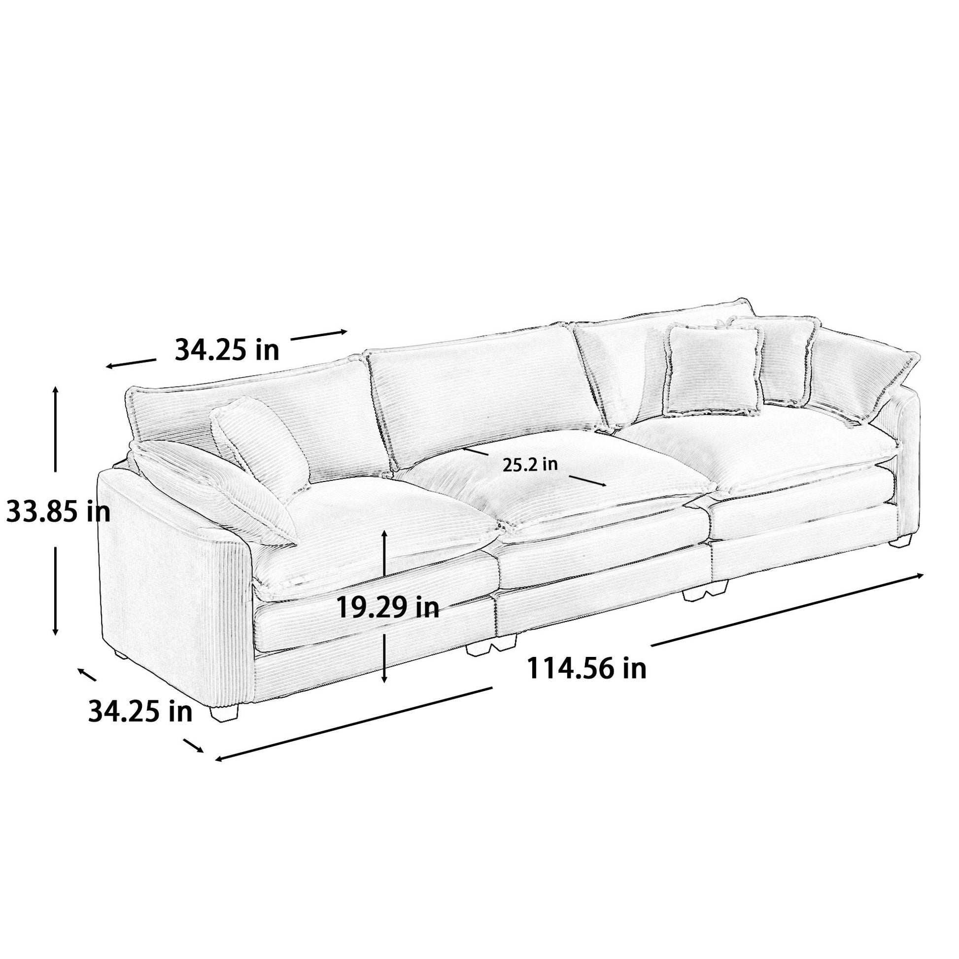 Elegant Corduroy Oversized Sectional Sofa Set With Deep Seats And Flexible Layout - Best Buy Furniture
