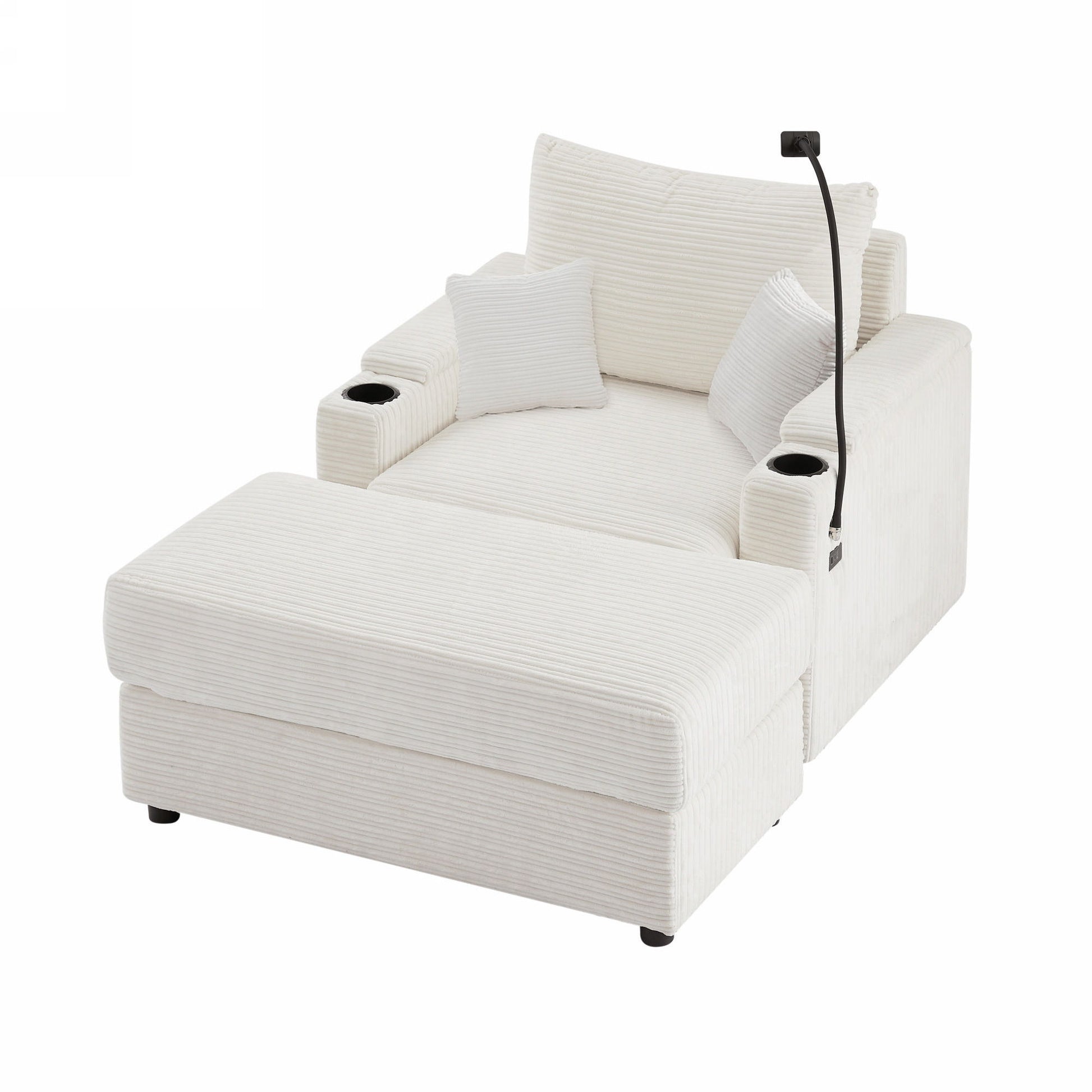 Modern Style Loveseat Sofa Sectional Sofa Couch With Storage Space, A Movable Ottoman, Two USB Ports, Two Cup Holders, A Phone Holder For Living Room - Best Buy Furniture