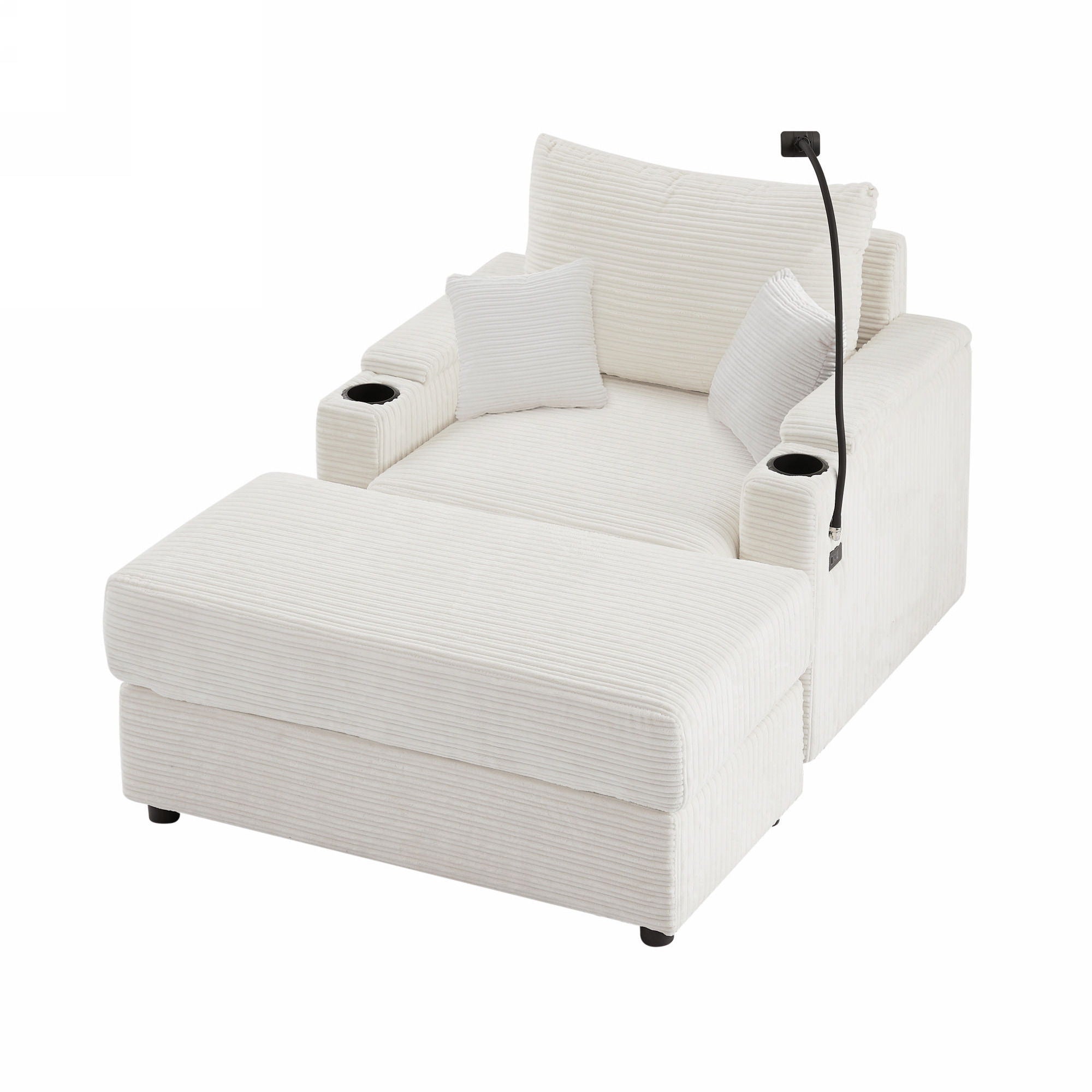 Modern Style Loveseat Sofa Sectional Sofa Couch With Storage Space, A Movable Ottoman, Two USB Ports, Two Cup Holders, A Phone Holder For Living Room - Best Buy Furniture