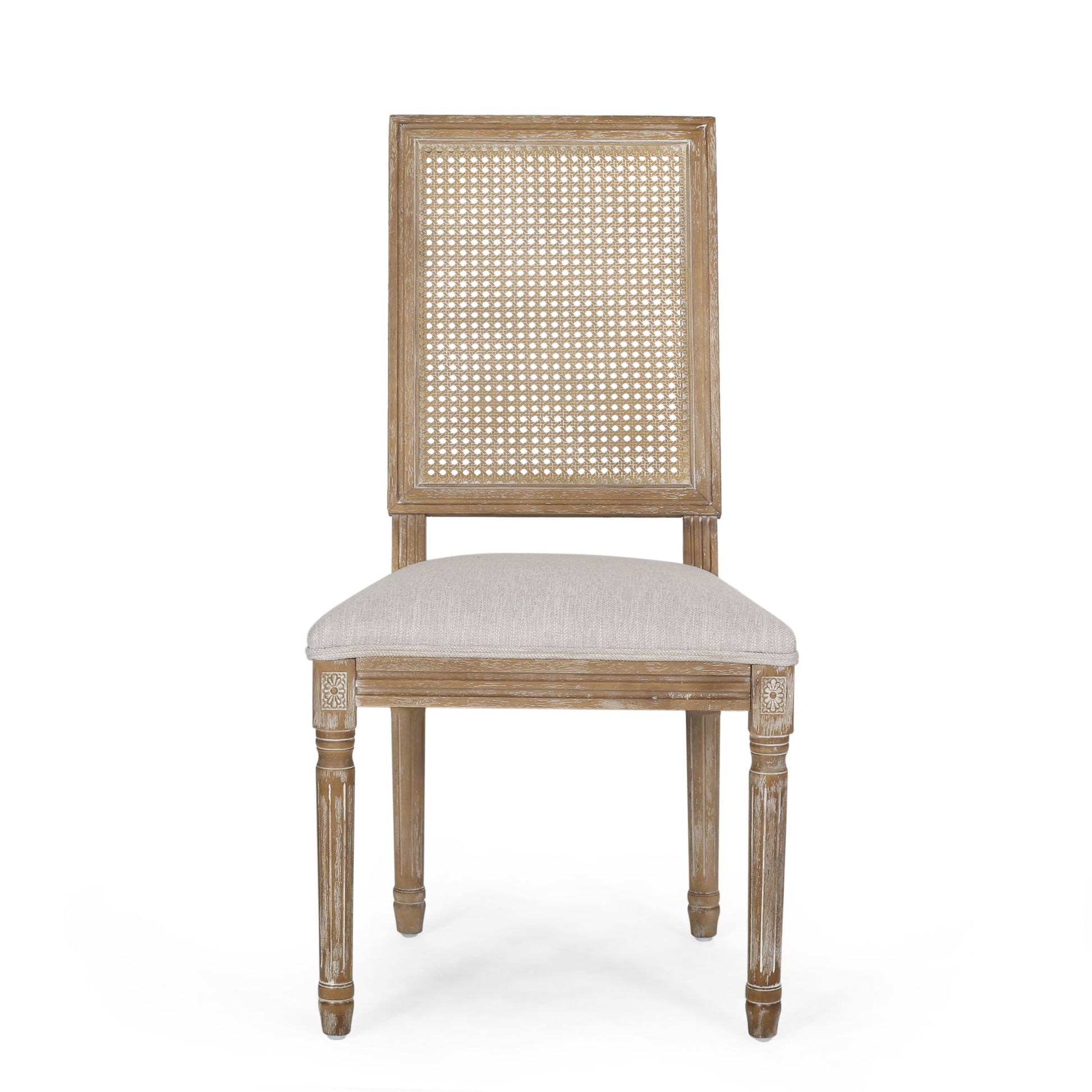 French Country Dining Chair With Rectangular Cane Backrest And Smooth Upholstered Seating - Best Buy Furniture