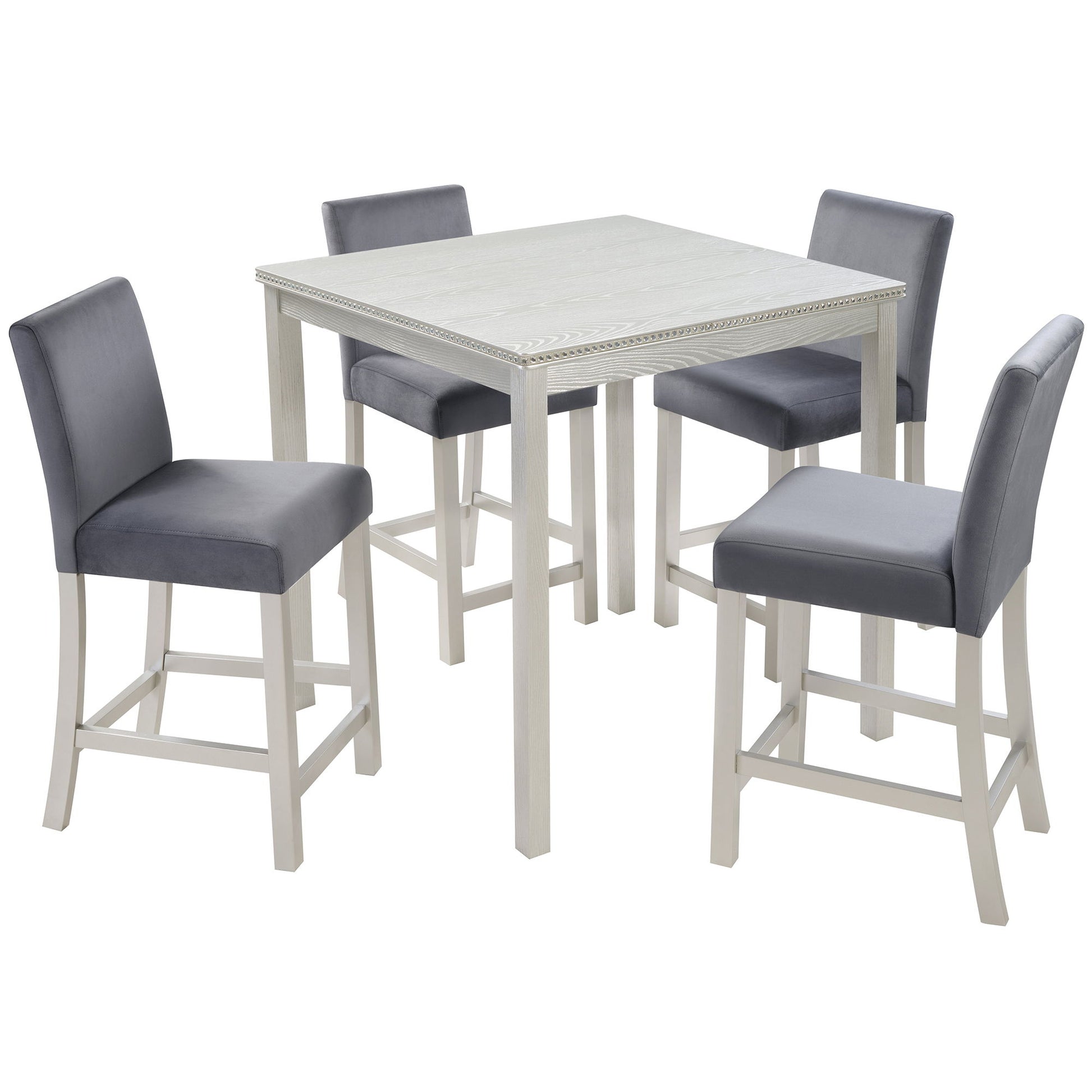 5 Pieces Counter Height Table Set, Kitchen Table With Square Table And 4 Upholstered Chairs - Best Buy Furniture