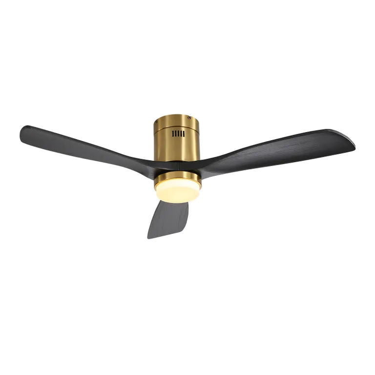 Flush Mount Ceiling Fan With 3 Solid Wood Blades Remote Control Reversible DC Motor For Living Room - Gold - Best Buy Furniture