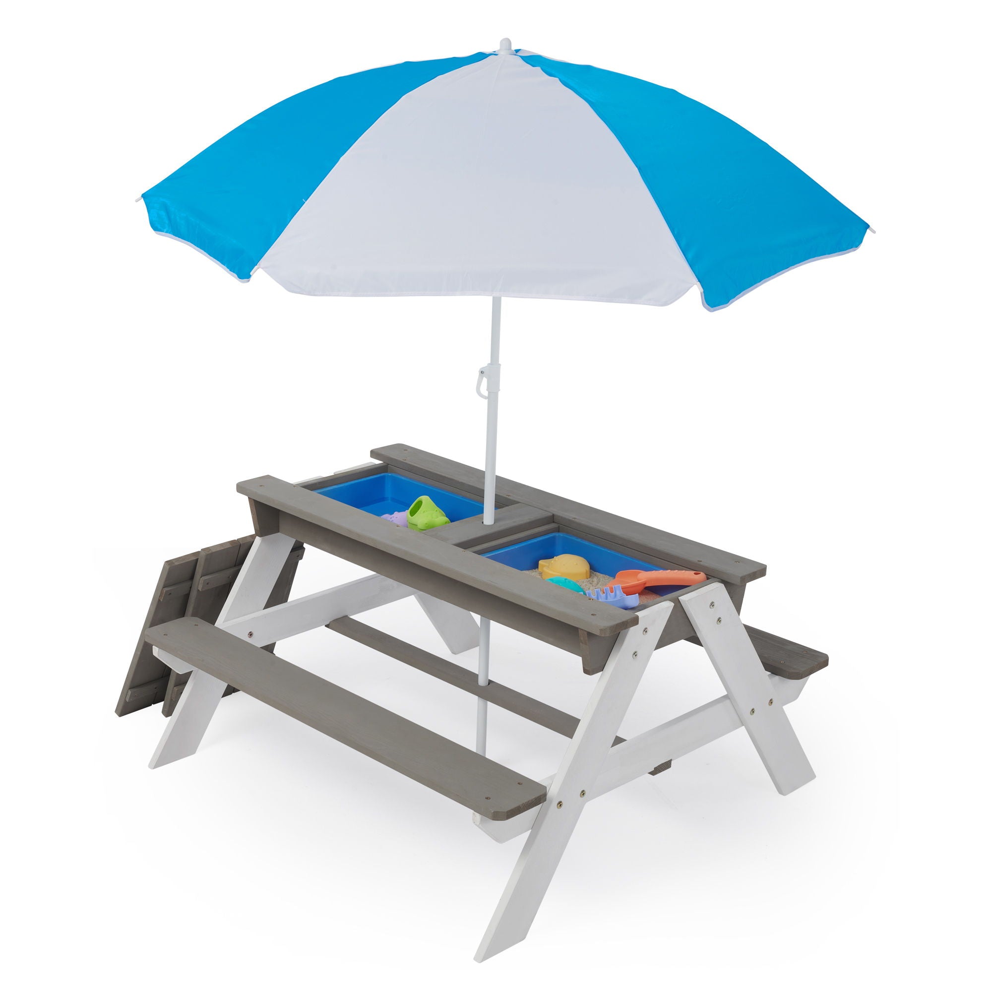 3-In-1 Kids Outdoor Wooden Picnic Table With Umbrella, Convertible Sand & Water, ASTM & CPSIA Certification - Best Buy Furniture