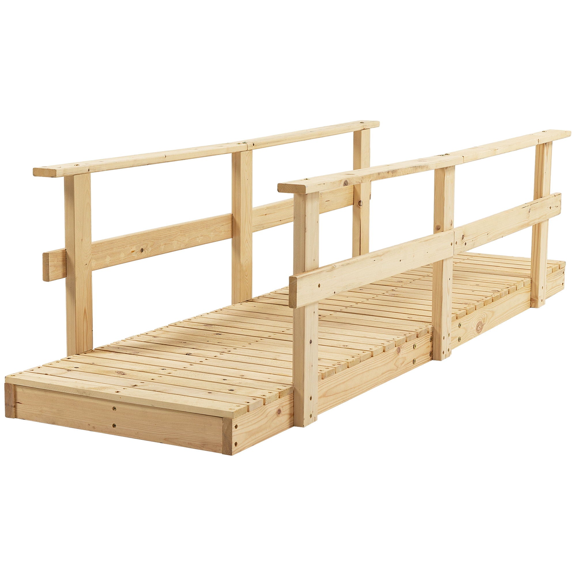 Outsunny - 7' Wooden Garden Bridge With Safety Rails, Backyard Footbridge For Ponds, Creeks, Streams - Natural - Best Buy Furniture