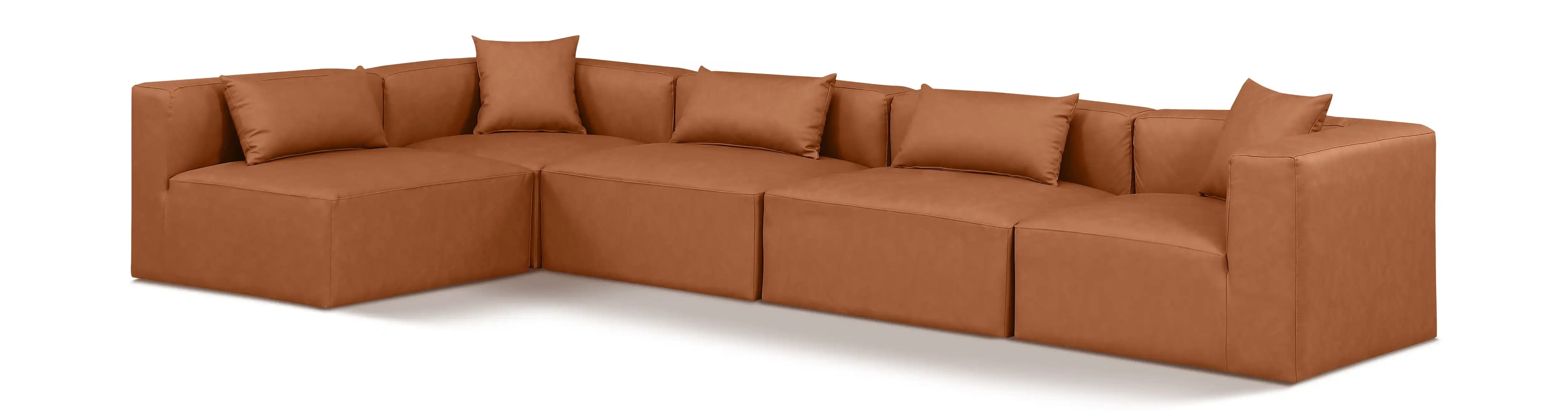 Cube - 5 Piece Modular Sectional - Cognac - Best Buy Furniture