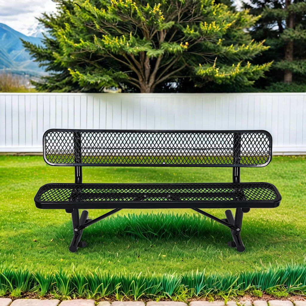 Outdoor Steel Bench With Backrest - Best Buy Furniture